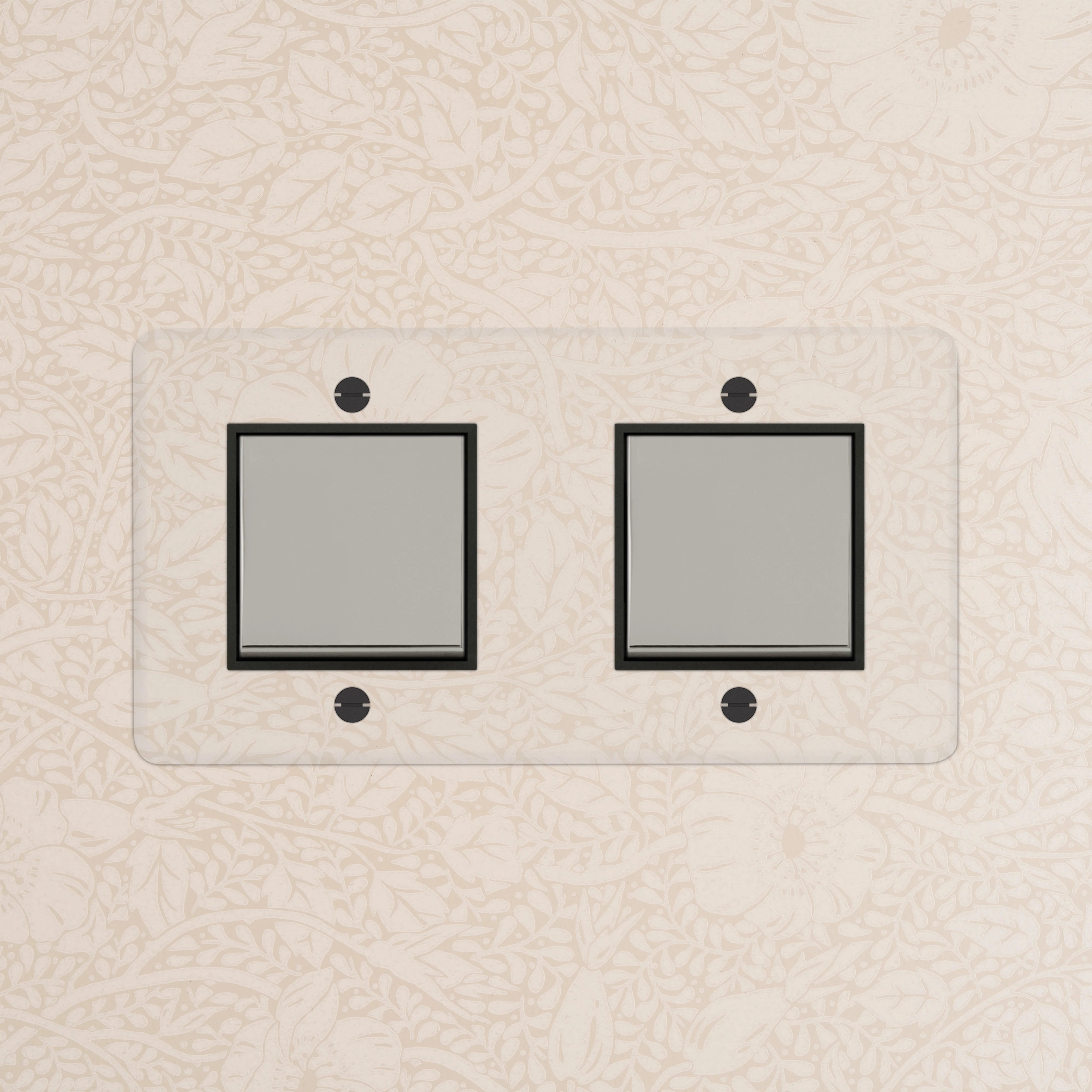 Kew Double 2x Rocker Switch - Clear Polished Nickel | Black - Image 2
