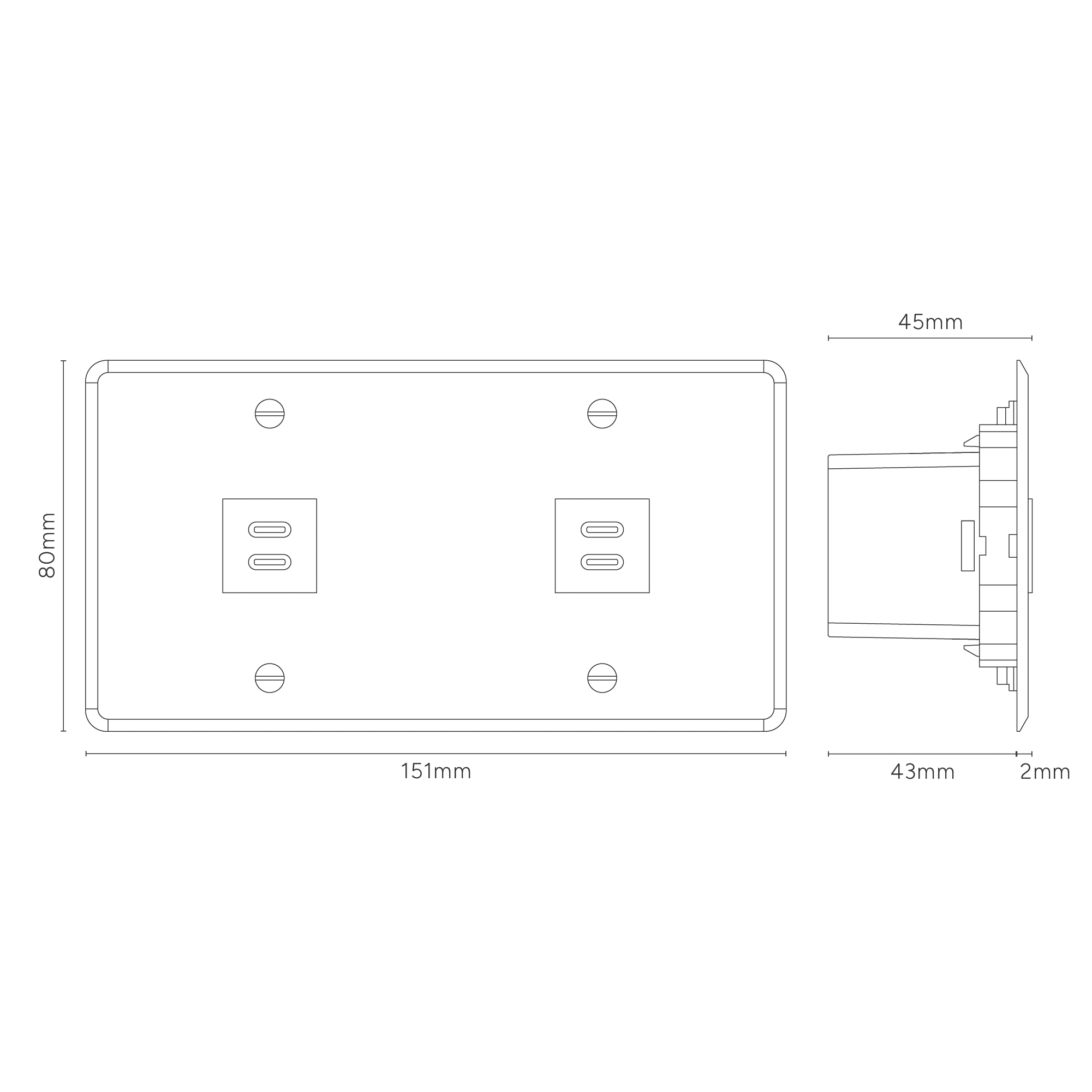 Kew Double 2x USB-C 30W Socket - Clear | White - Image 3