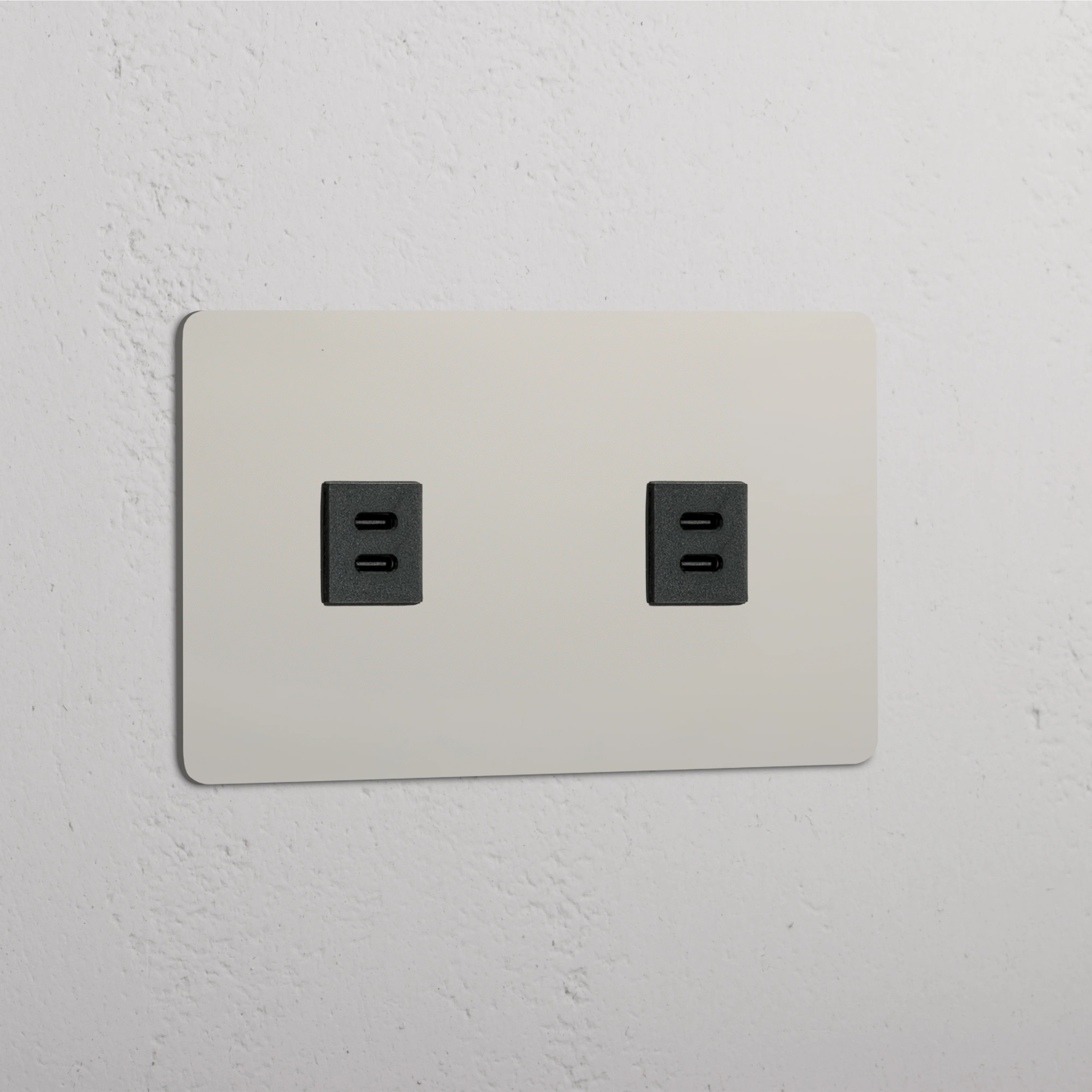 Kew Double 2x USB-C 30W Socket - Polished Nickel | Black