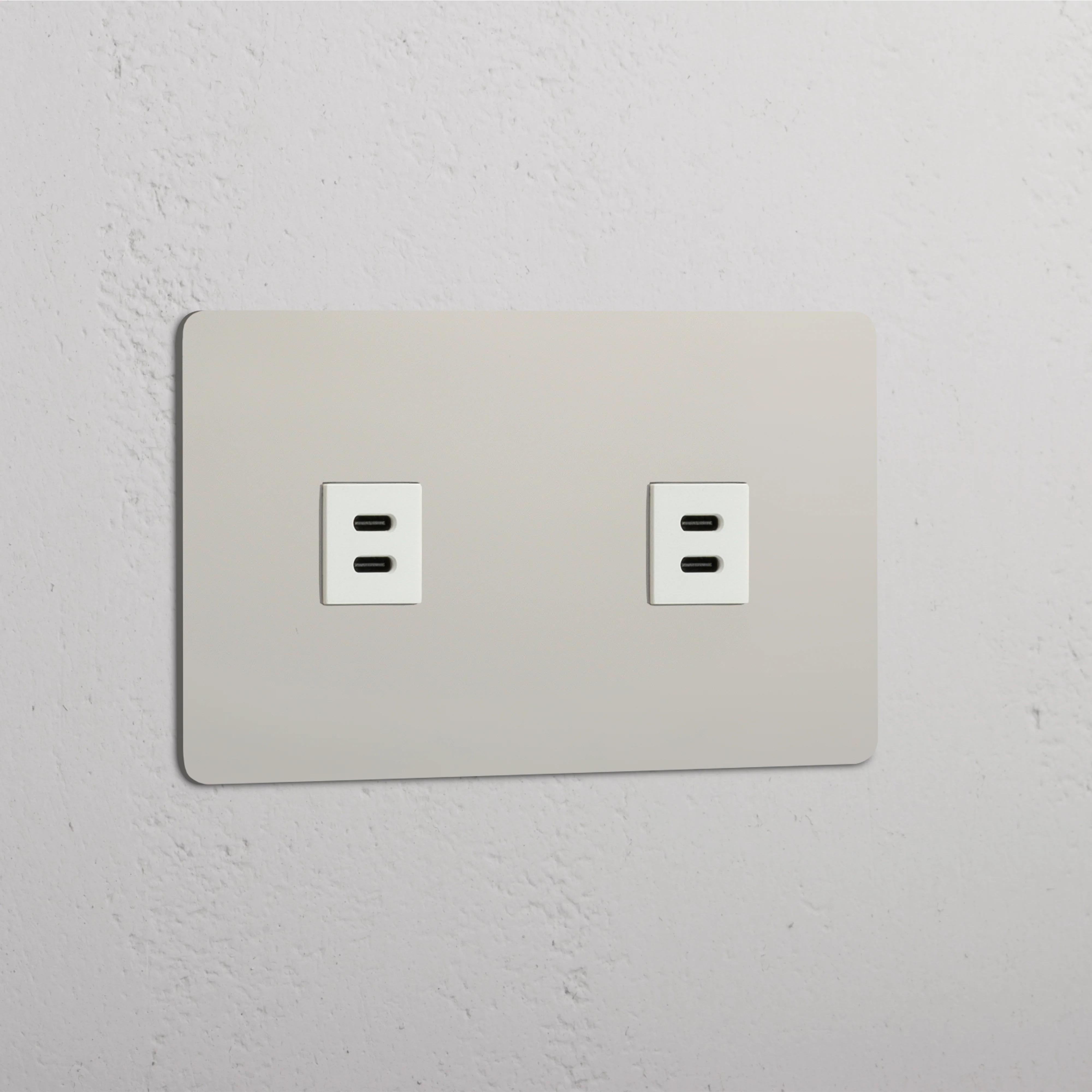 Kew Double 2x USB-C 30W Socket - Polished Nickel | White