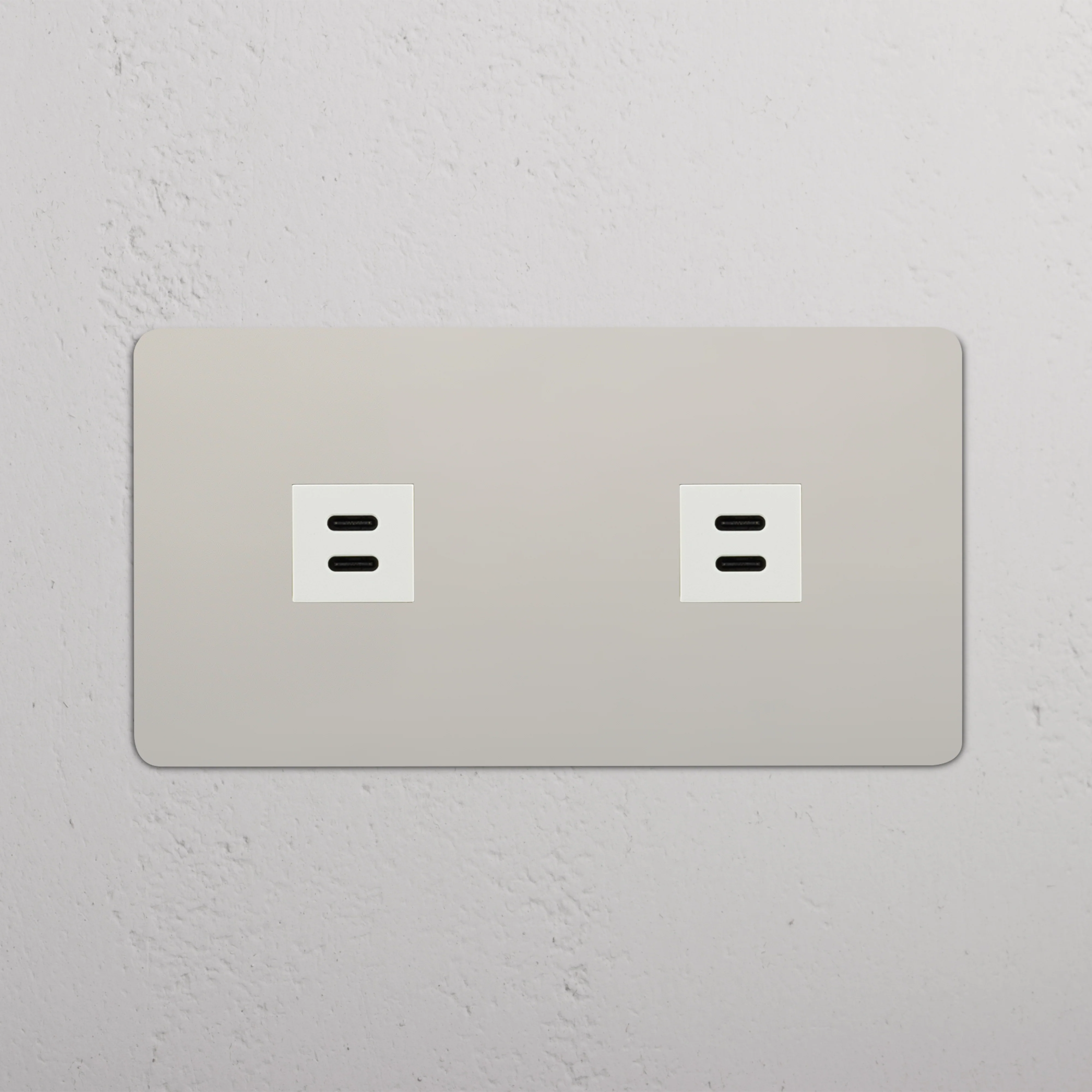 Kew Double 2x USB-C 30W Socket - Polished Nickel | White - Image 2