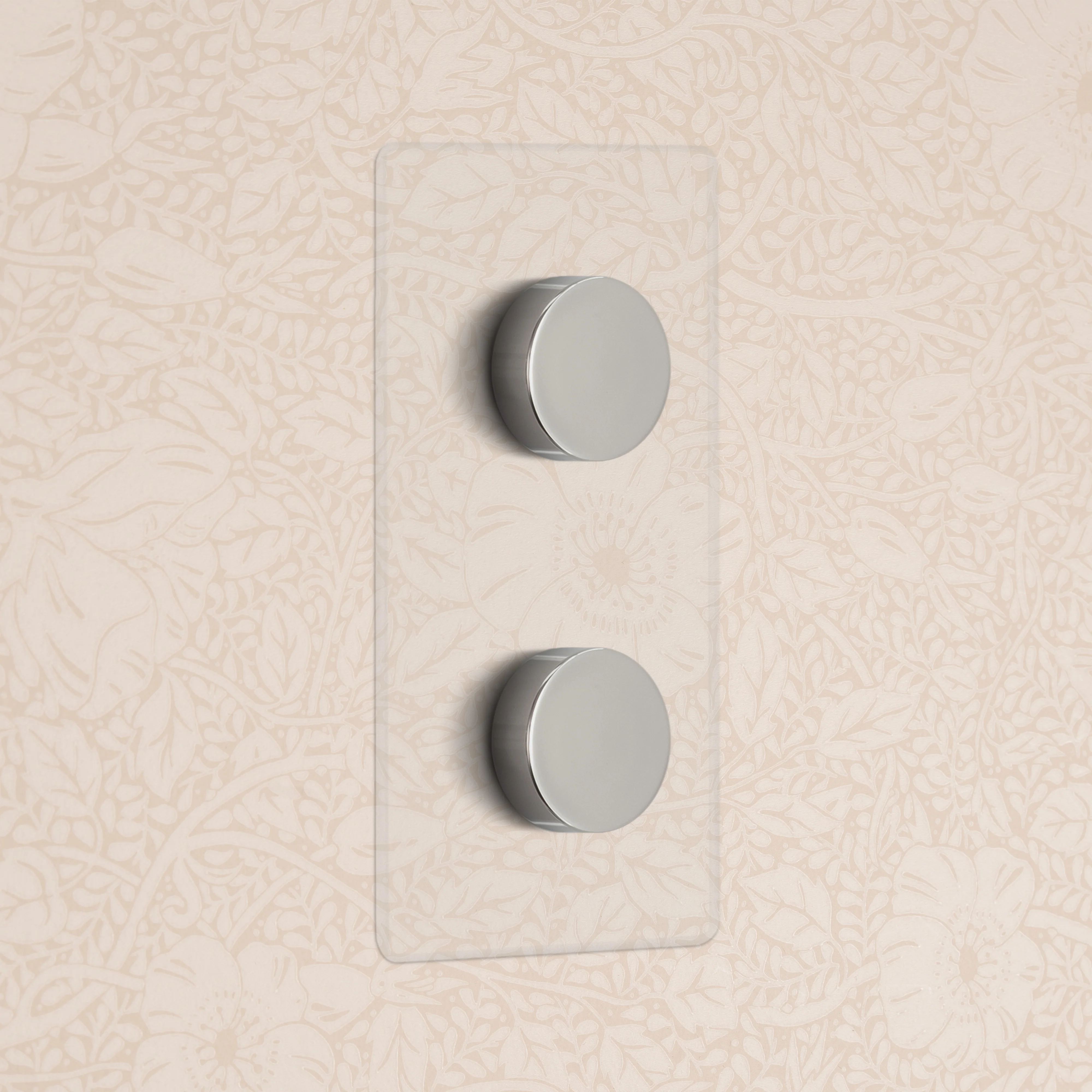 Kew Double 2x Vertical Dimmer Switch - Clear Polished Nickel