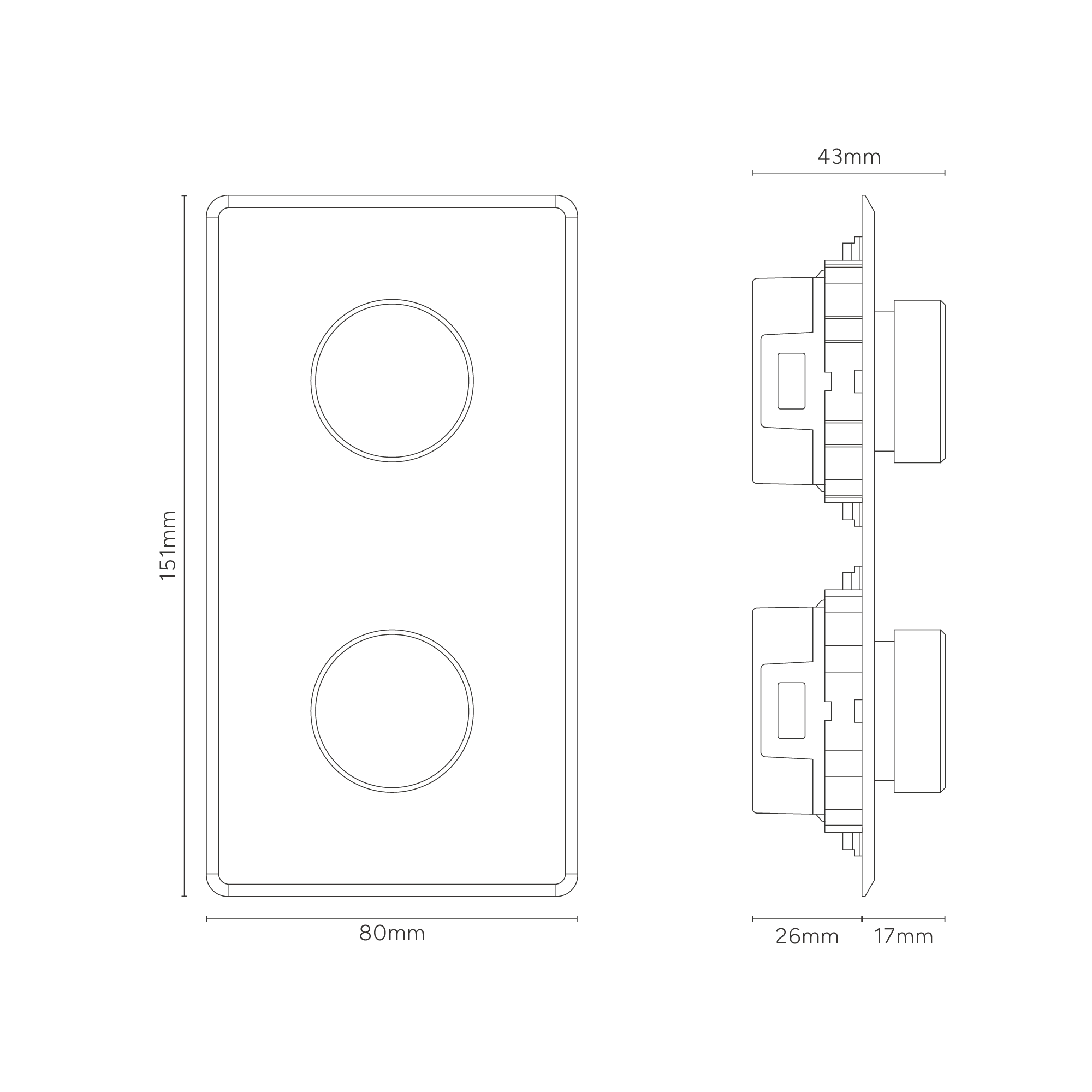 Kew Double 2x Vertical Dimmer Switch - Clear Polished Nickel - Image 3
