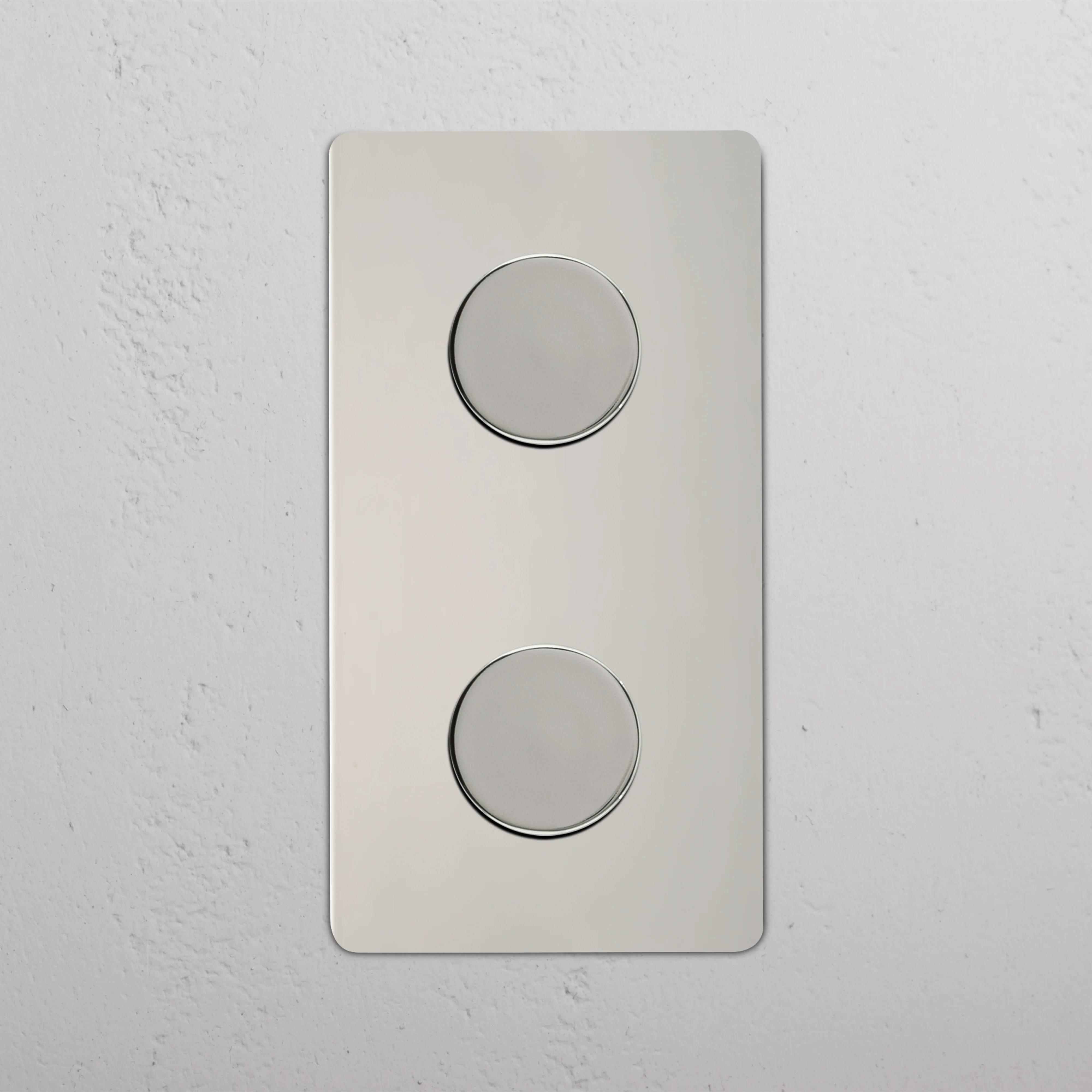 Kew Double 2x Vertical Dimmer Switch - Polished Nickel - Image 2