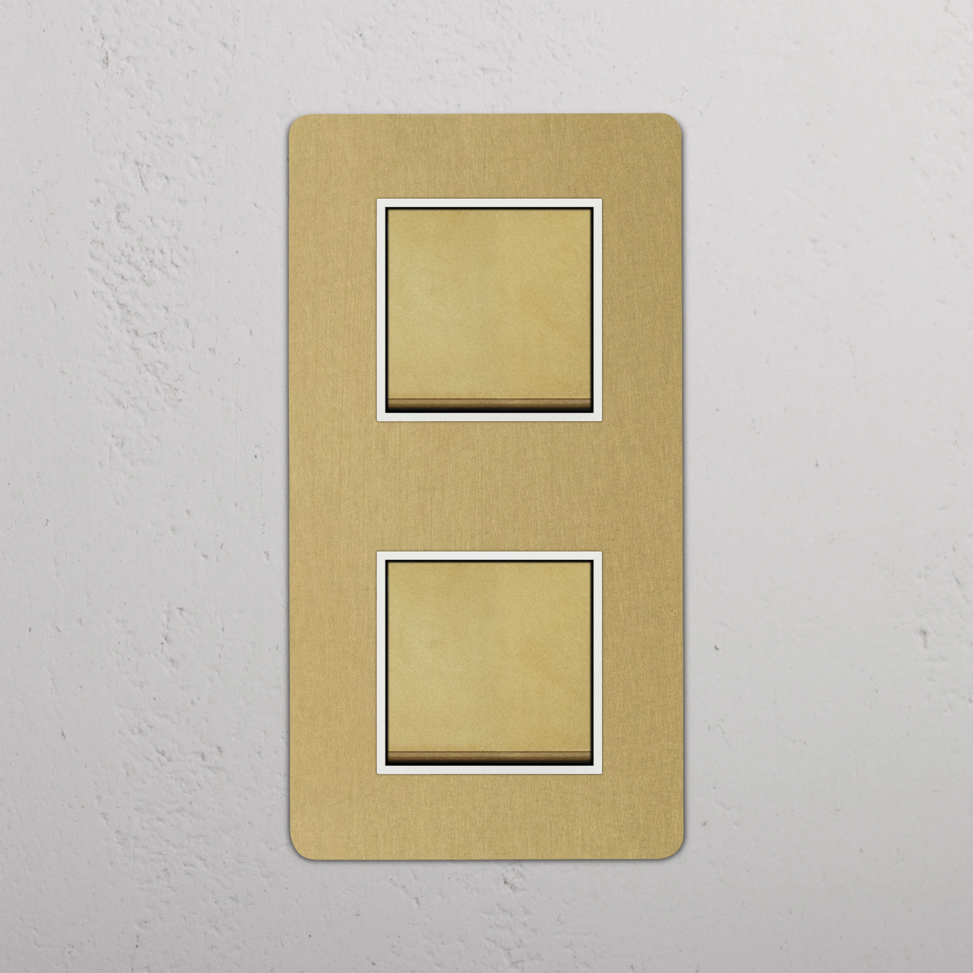 Kew Double 2x Vertical Rocker Switch - Antique Brass | White - Image 2