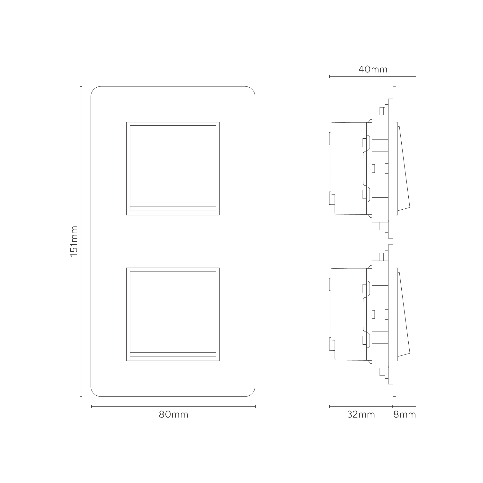 Kew Double 2x Vertical Rocker Switch - Antique Brass | White - Image 3