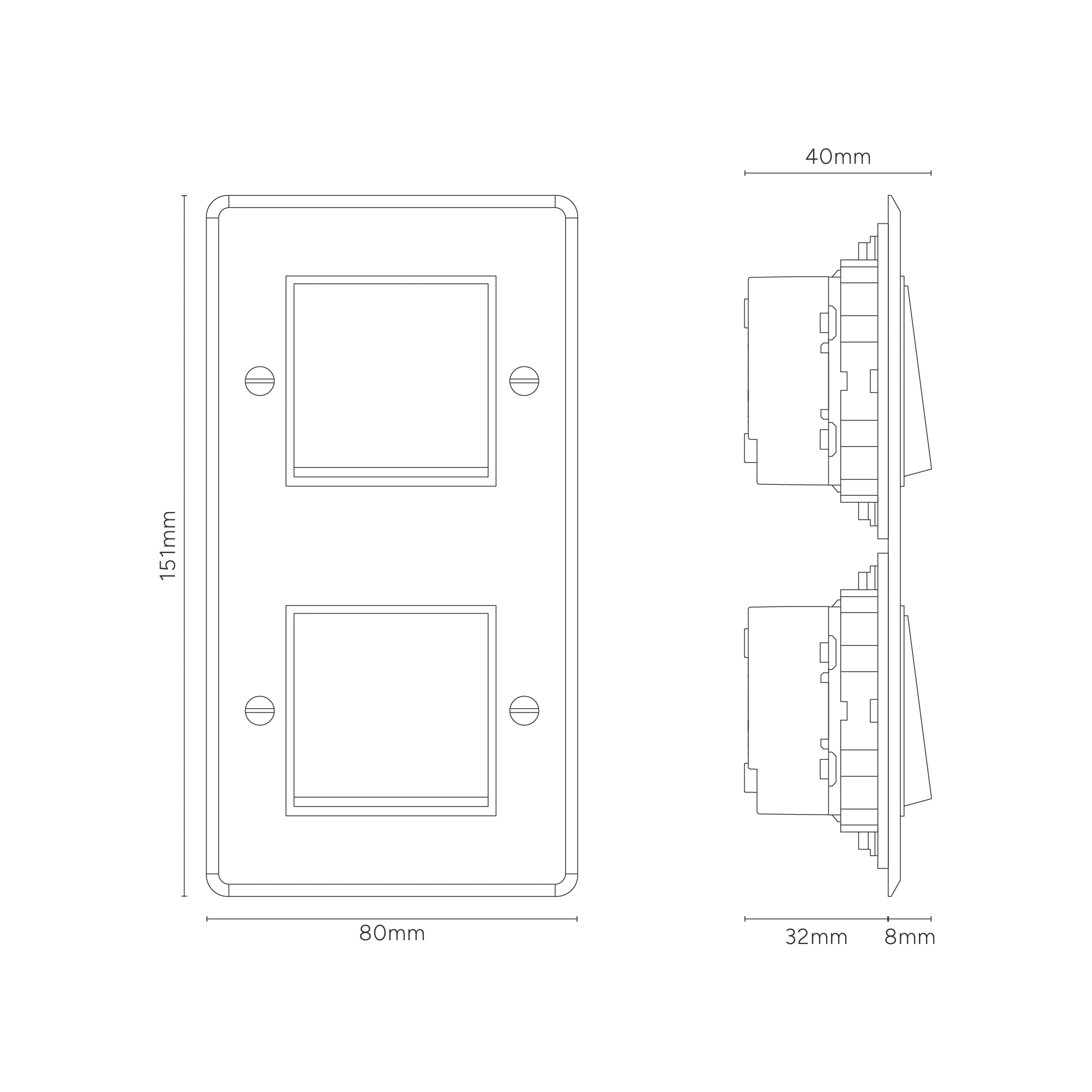 Kew Double 2x Vertical Rocker Switch - Clear Bronze | Black - Image 3