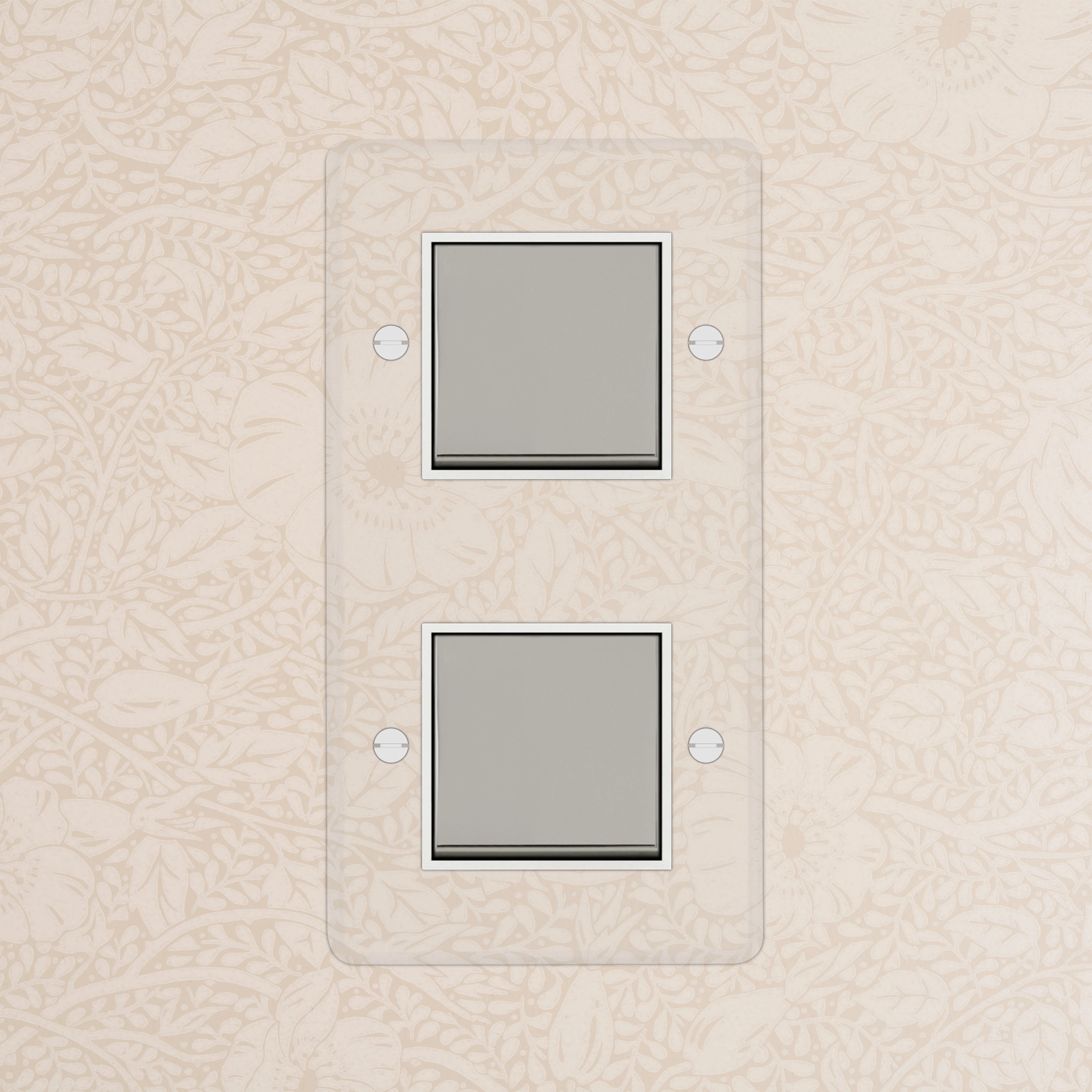 Kew Double 2x Vertical Rocker Switch - Clear Polished Nickel | White - Image 2