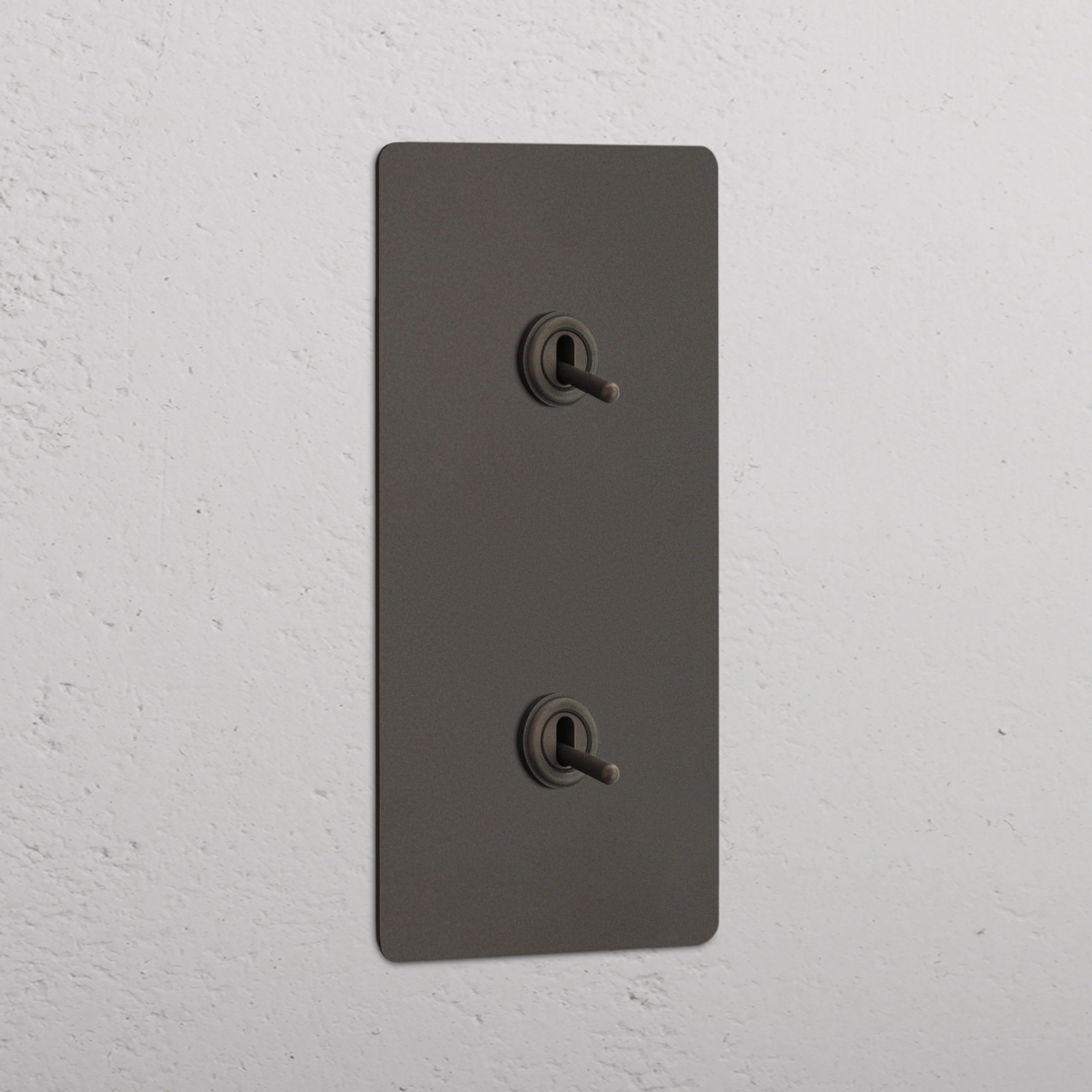 Kew Double 2x Vertical Toggle Switch - Bronze