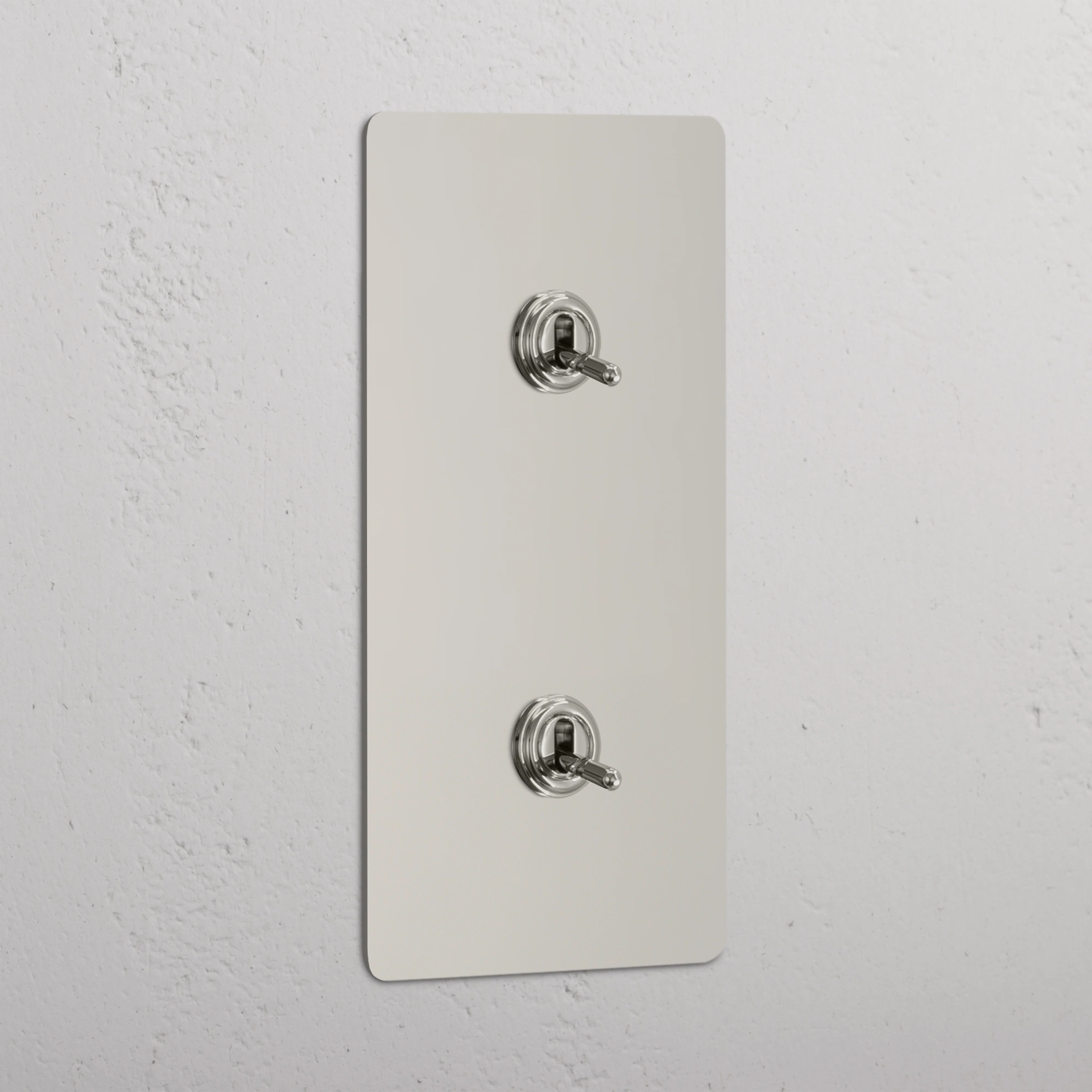 Kew Double 2x Vertical Toggle Switch - Polished Nickel