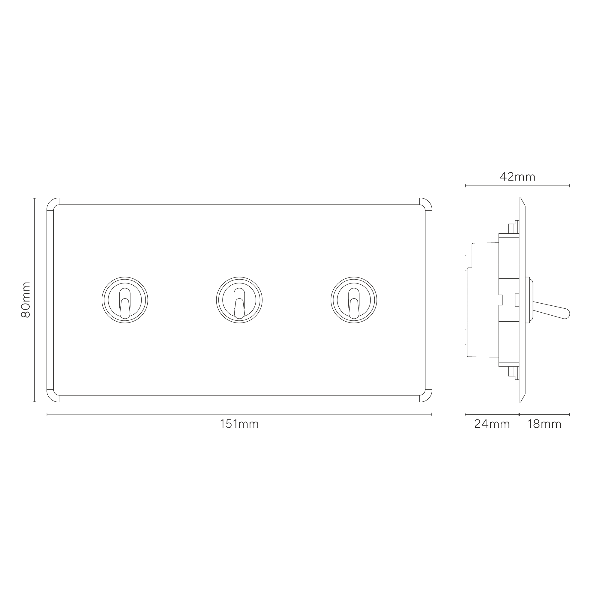 Kew Double 3x Toggle Switch - Clear Bronze - Image 3