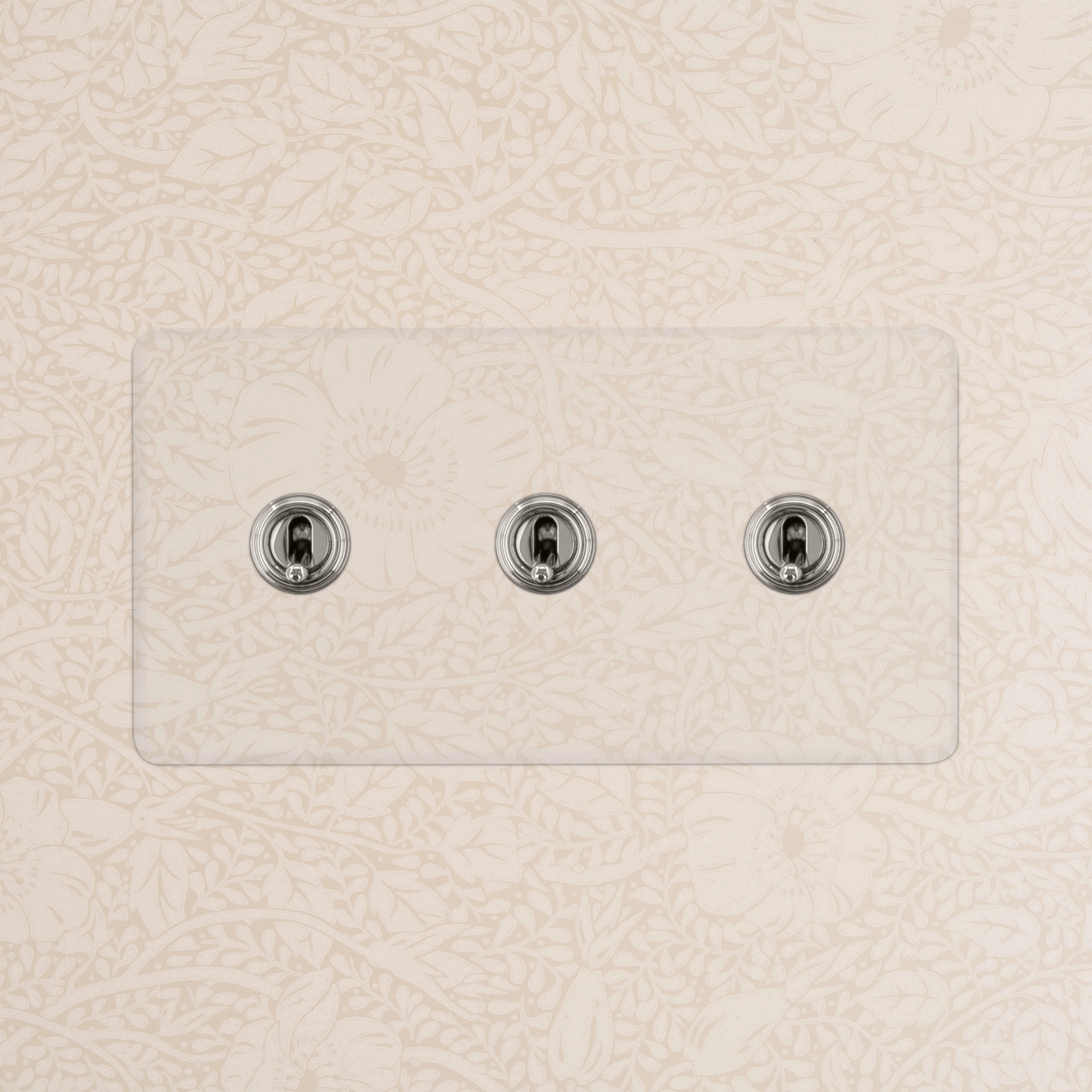 Kew Double 3x Toggle Switch - Clear Polished Nickel - Image 2