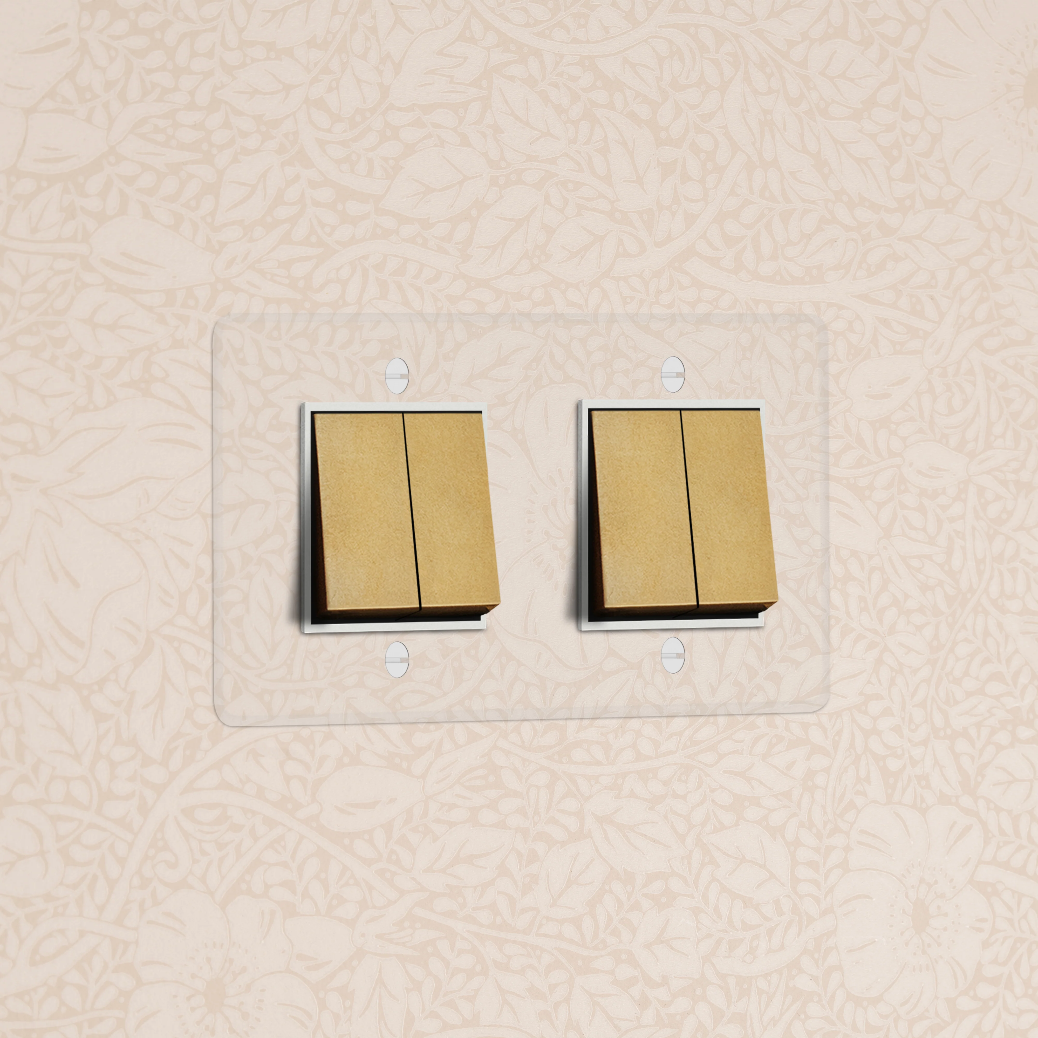 Kew Double 4x Rocker Switch - Clear Antique Brass | White