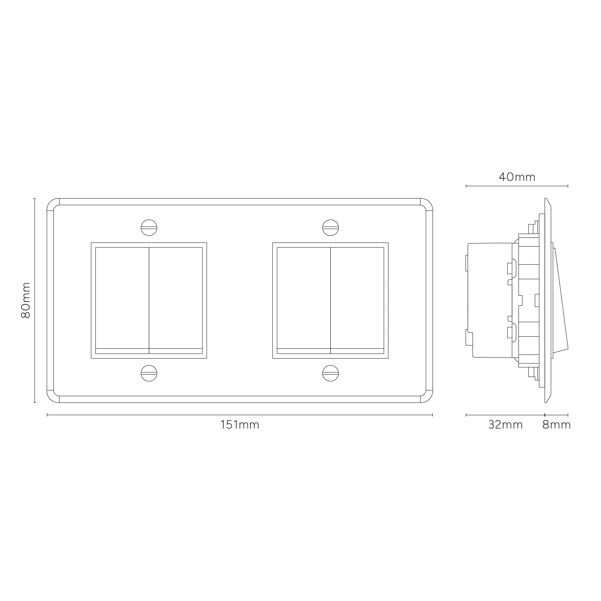 Kew Double 4x Rocker Switch - Clear Bronze | Black - Image 3