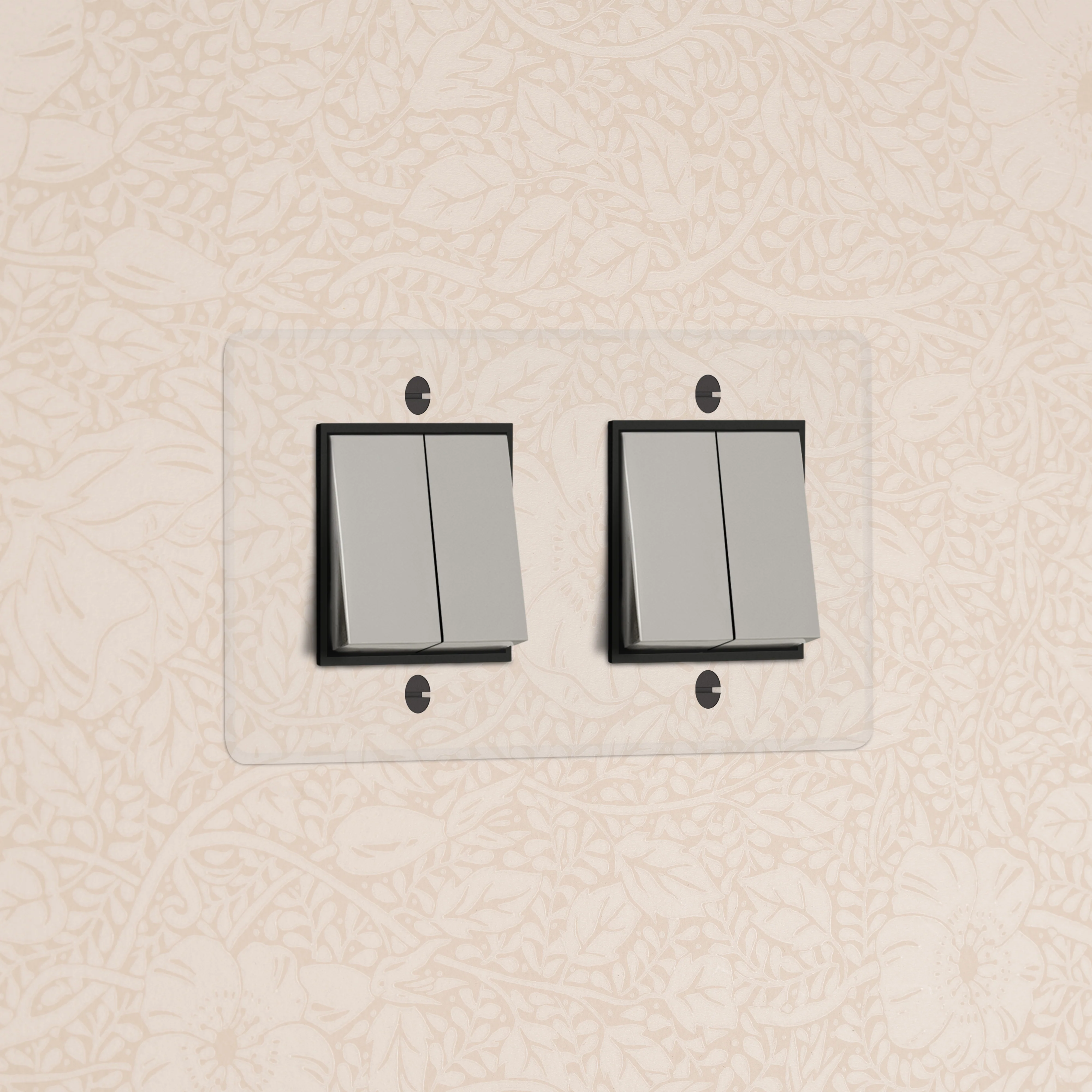 Kew Double 4x Rocker Switch - Clear Polished Nickel | Black