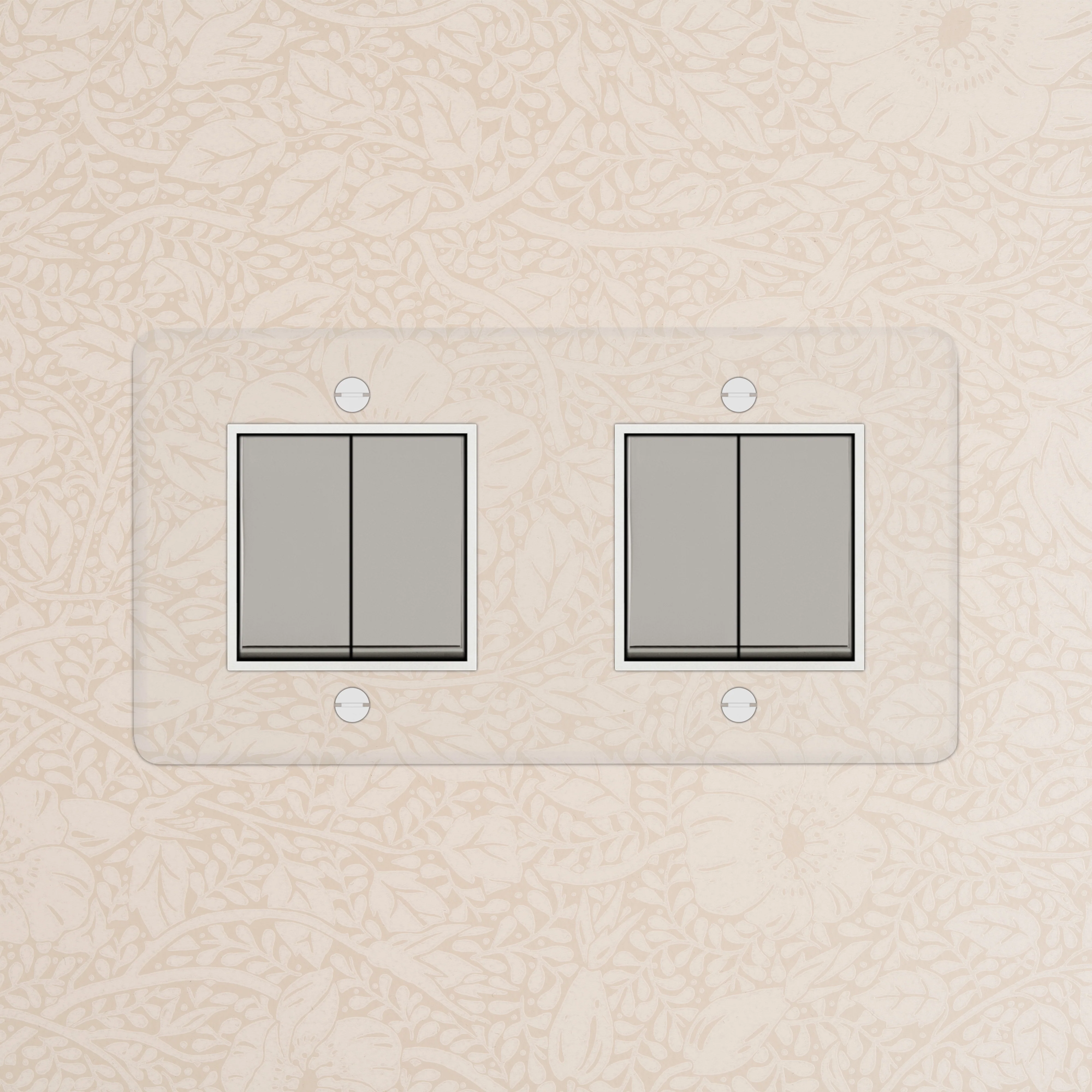 Kew Double 4x Rocker Switch - Clear Polished Nickel | White - Image 2