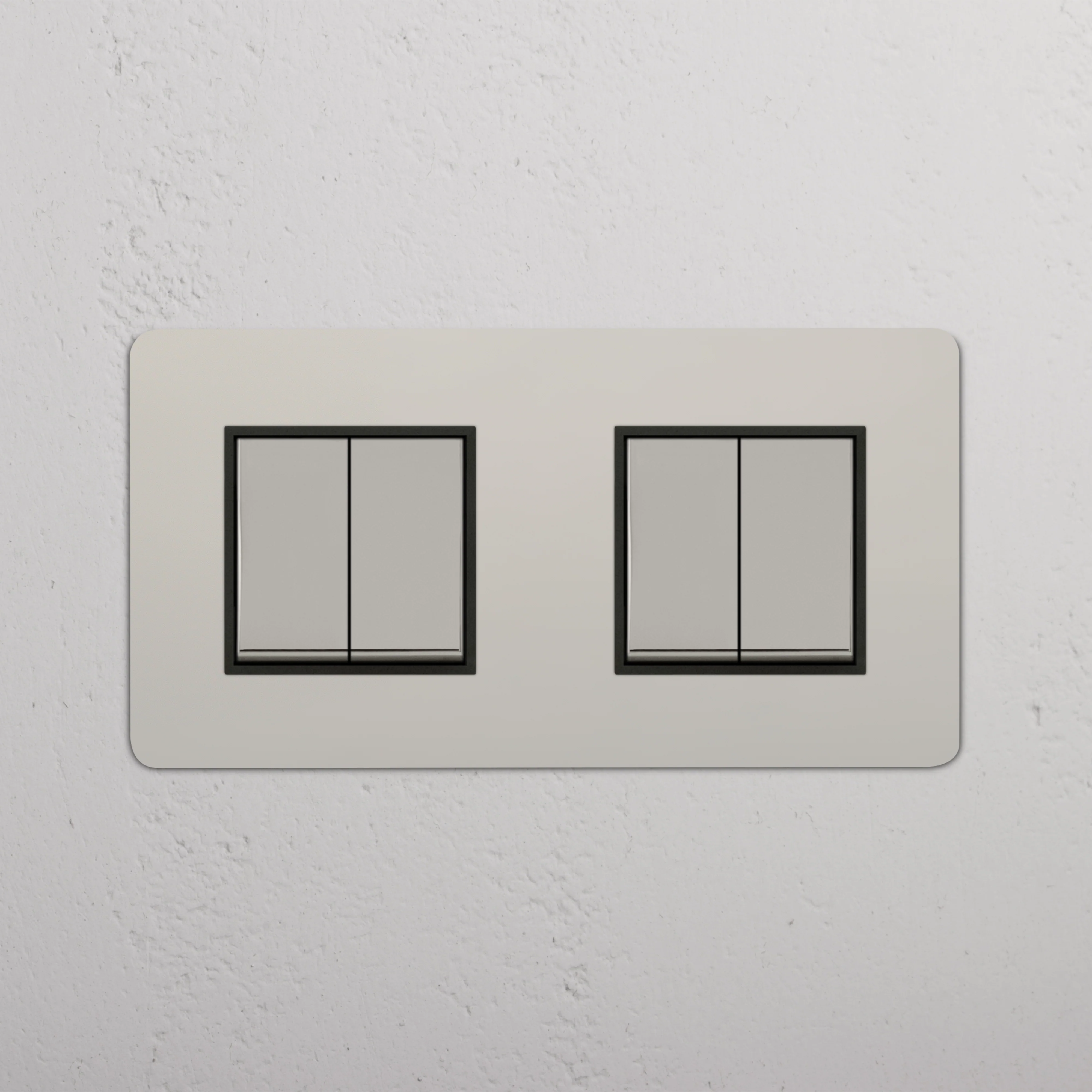 Kew Double 4x Rocker Switch - Polished Nickel | Black - Image 2