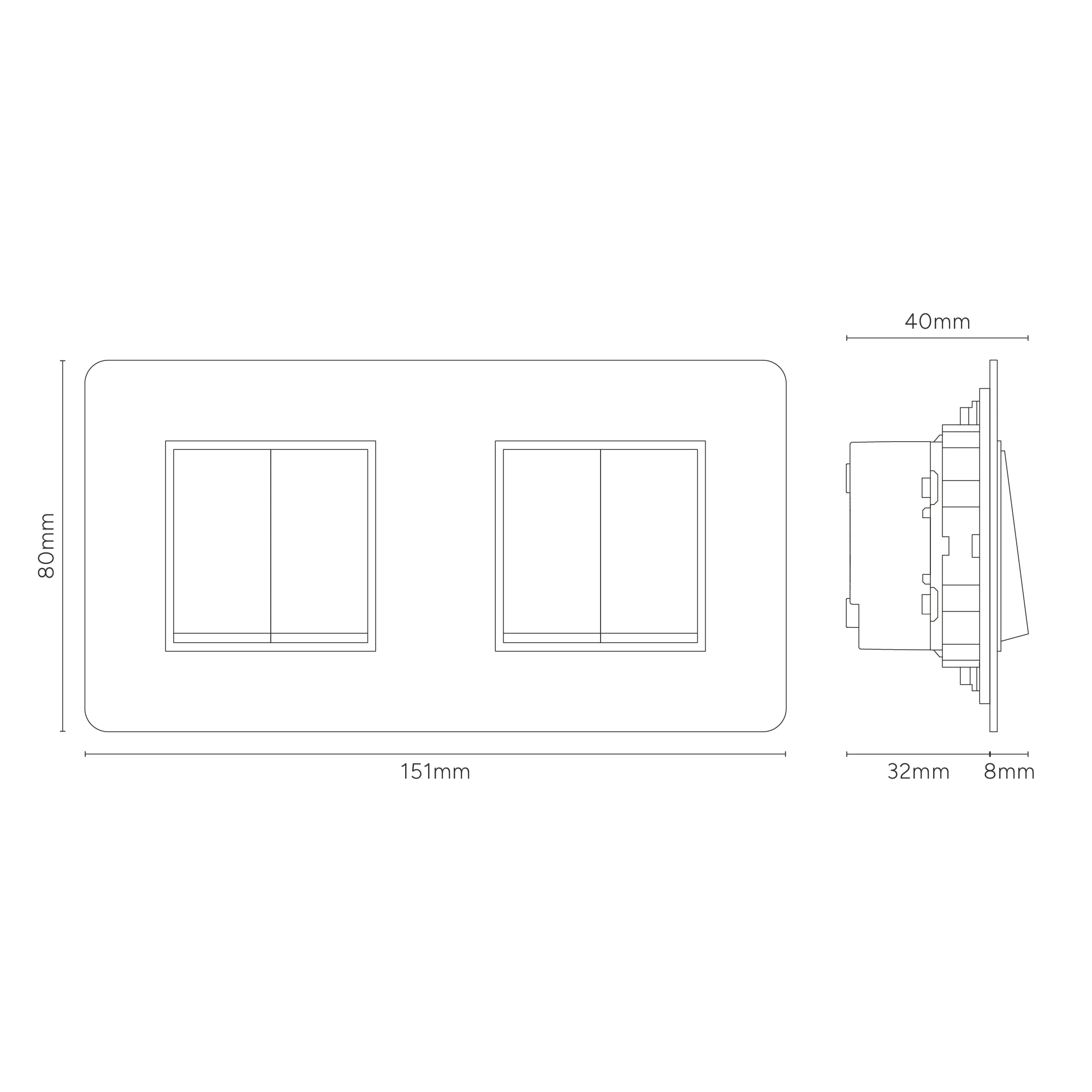 Kew Double 4x Rocker Switch - Polished Nickel | Black - Image 3