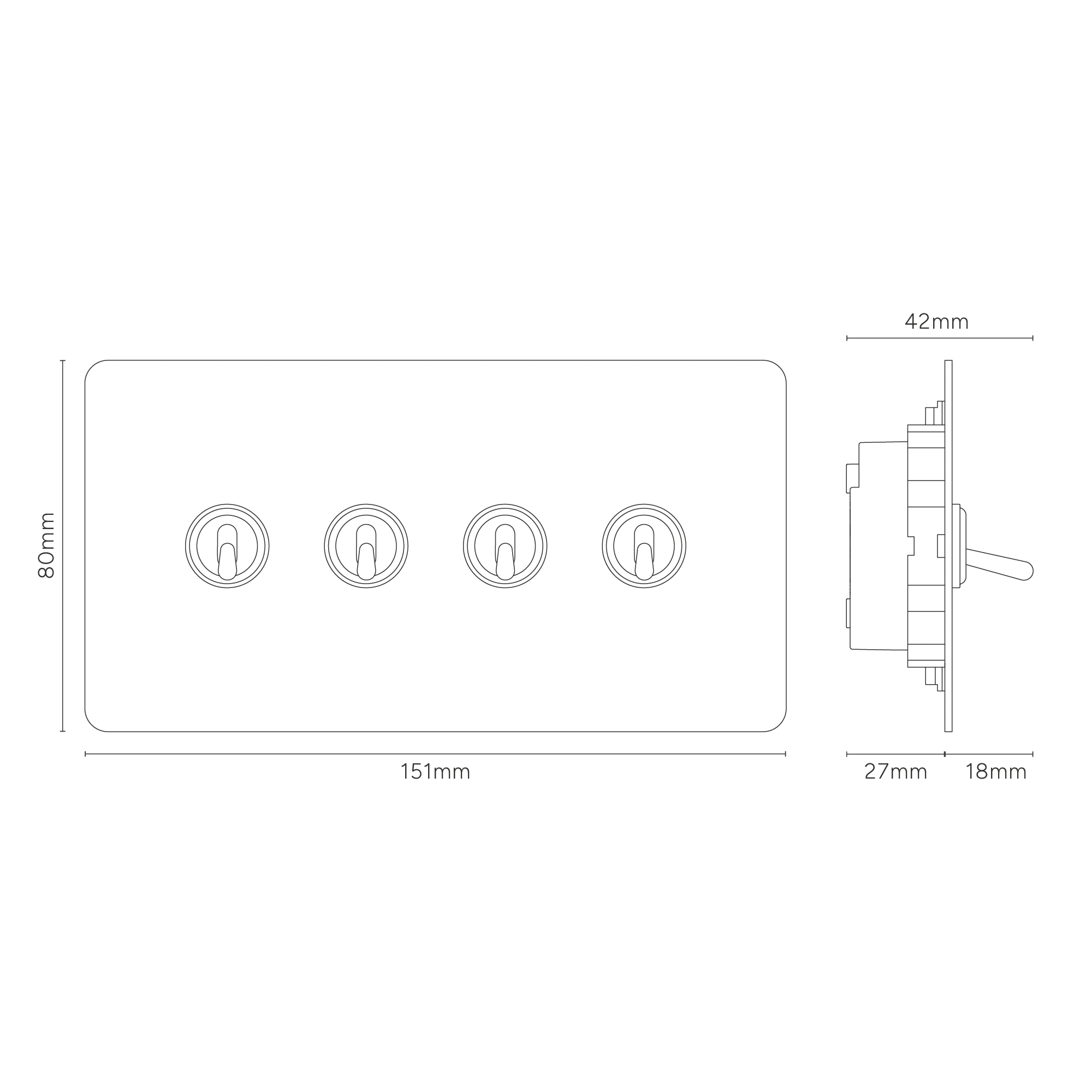 Kew Double 4x Toggle Switch - Bronze - Image 4