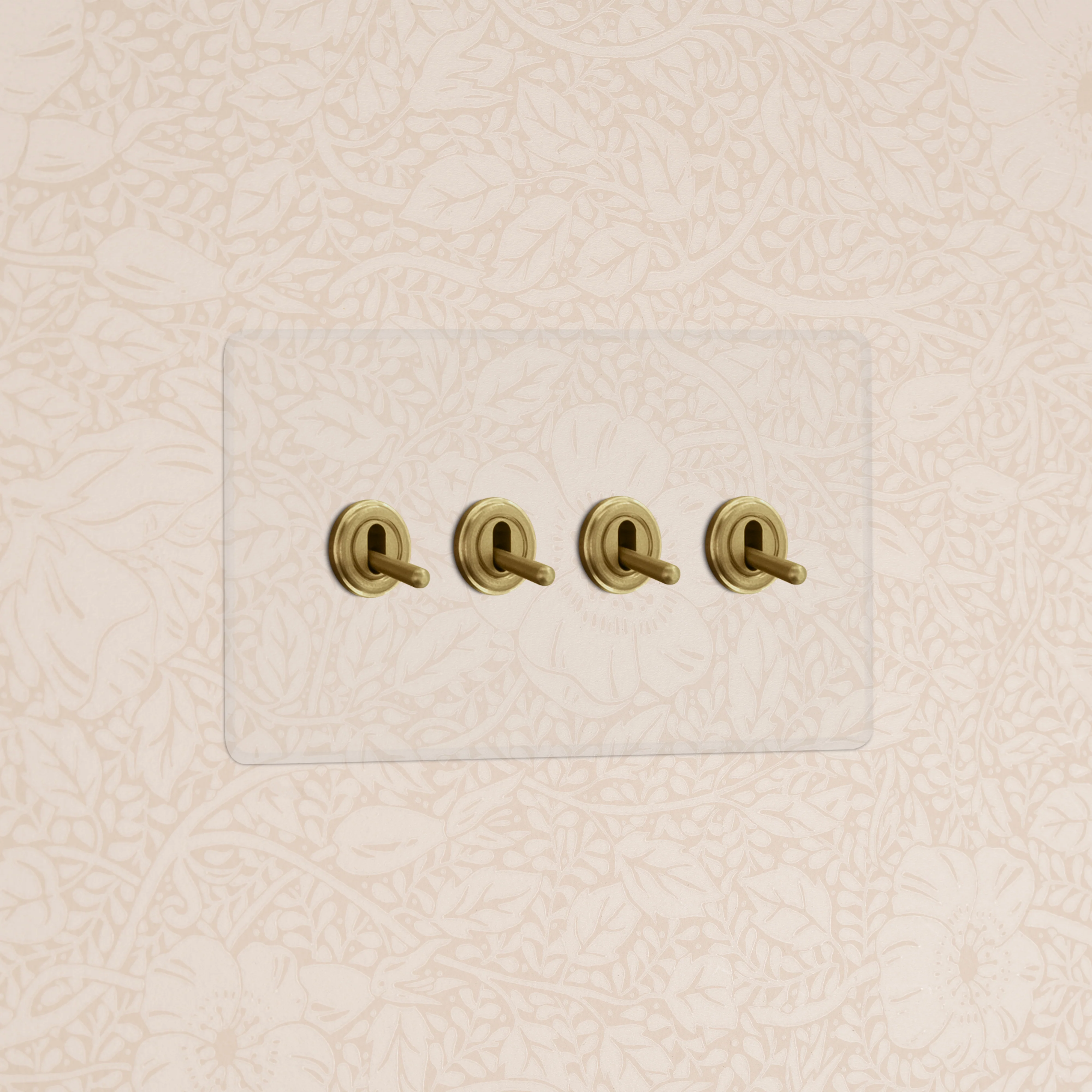 Kew Double 4x Toggle Switch - Clear Antique Brass