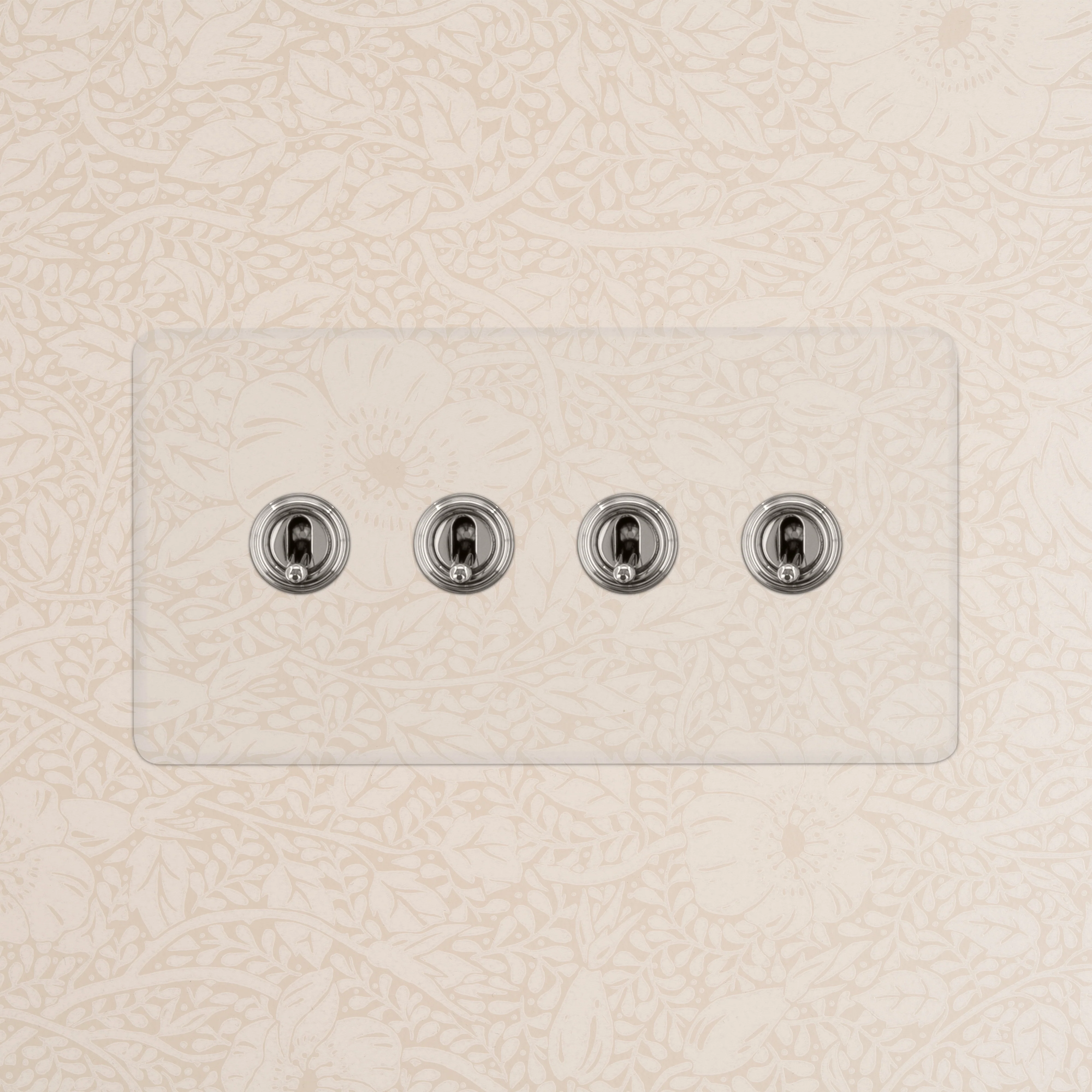 Kew Double 4x Toggle Switch - Clear Polished Nickel - Image 2