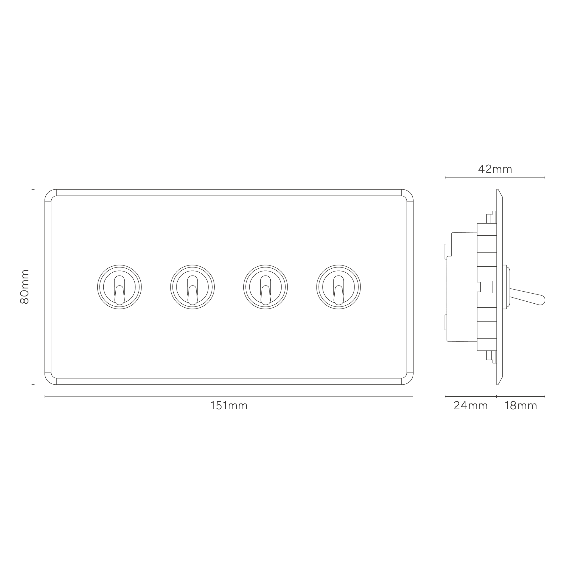 Kew Double 4x Toggle Switch - Clear Polished Nickel - Image 3