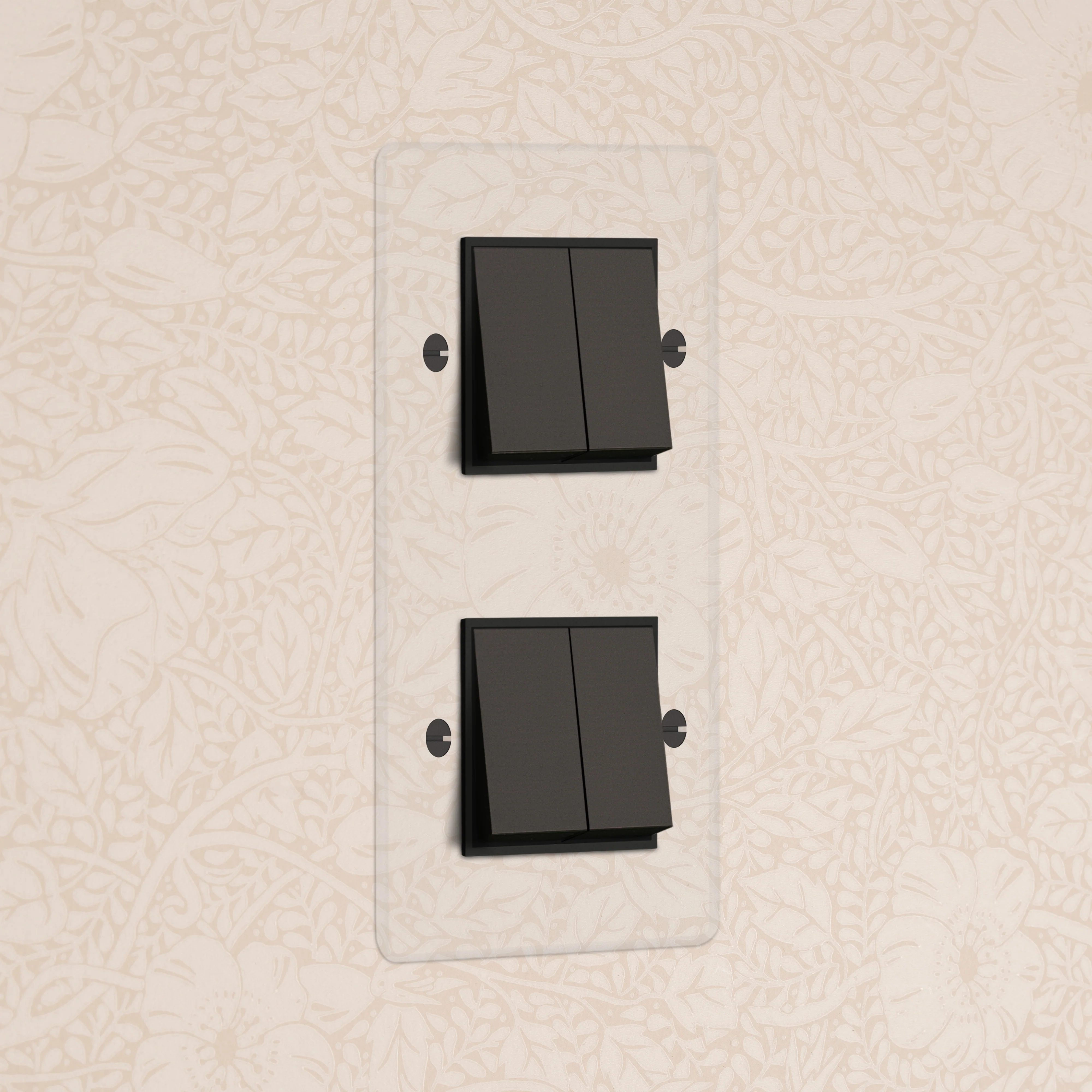 Kew Double 4x Vertical Rocker Switch - Clear Bronze | Black