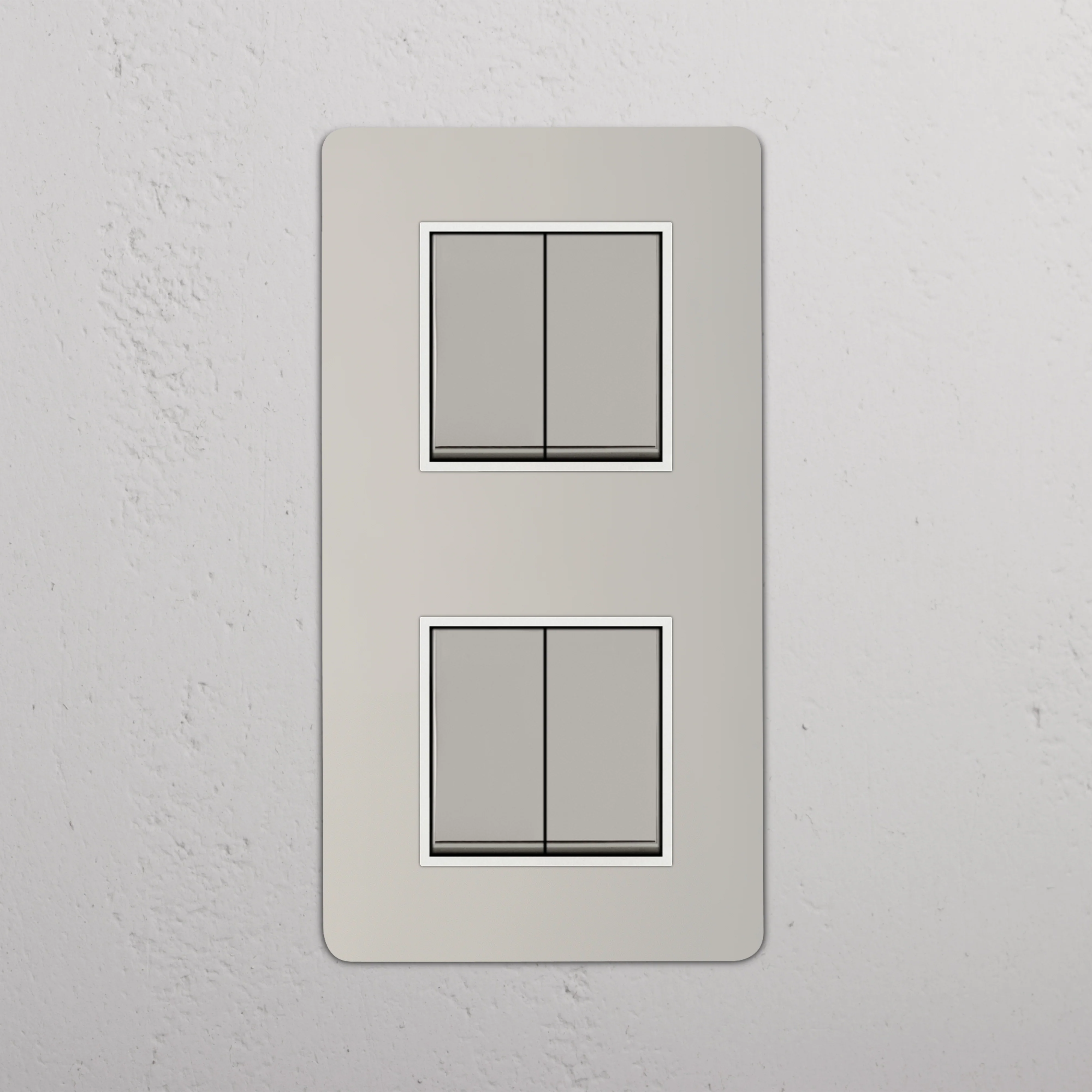 Kew Double 4x Vertical Rocker Switch - Polished Nickel | White - Image 2