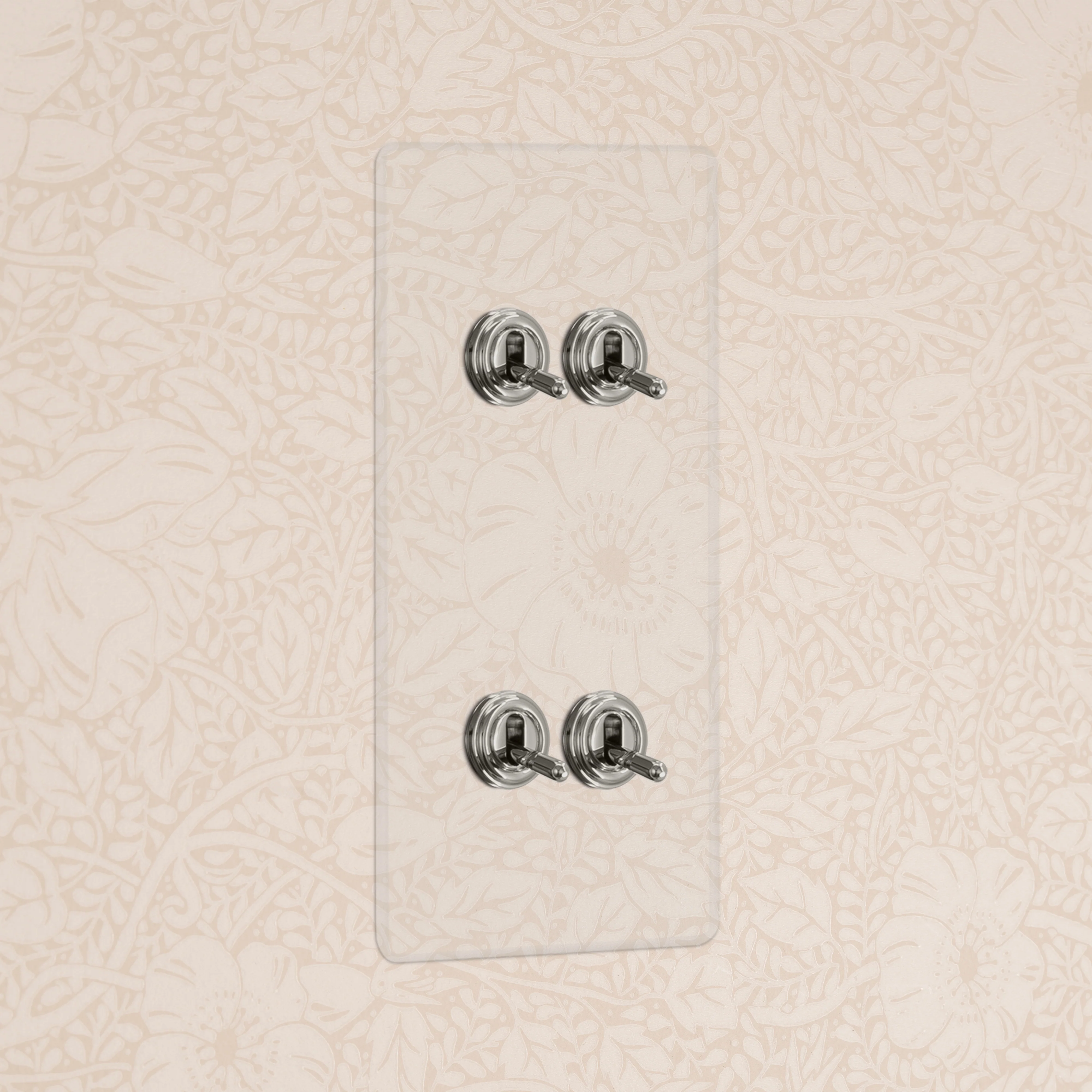 Kew Double 4x Vertical Toggle Switch - Clear Polished Nickel