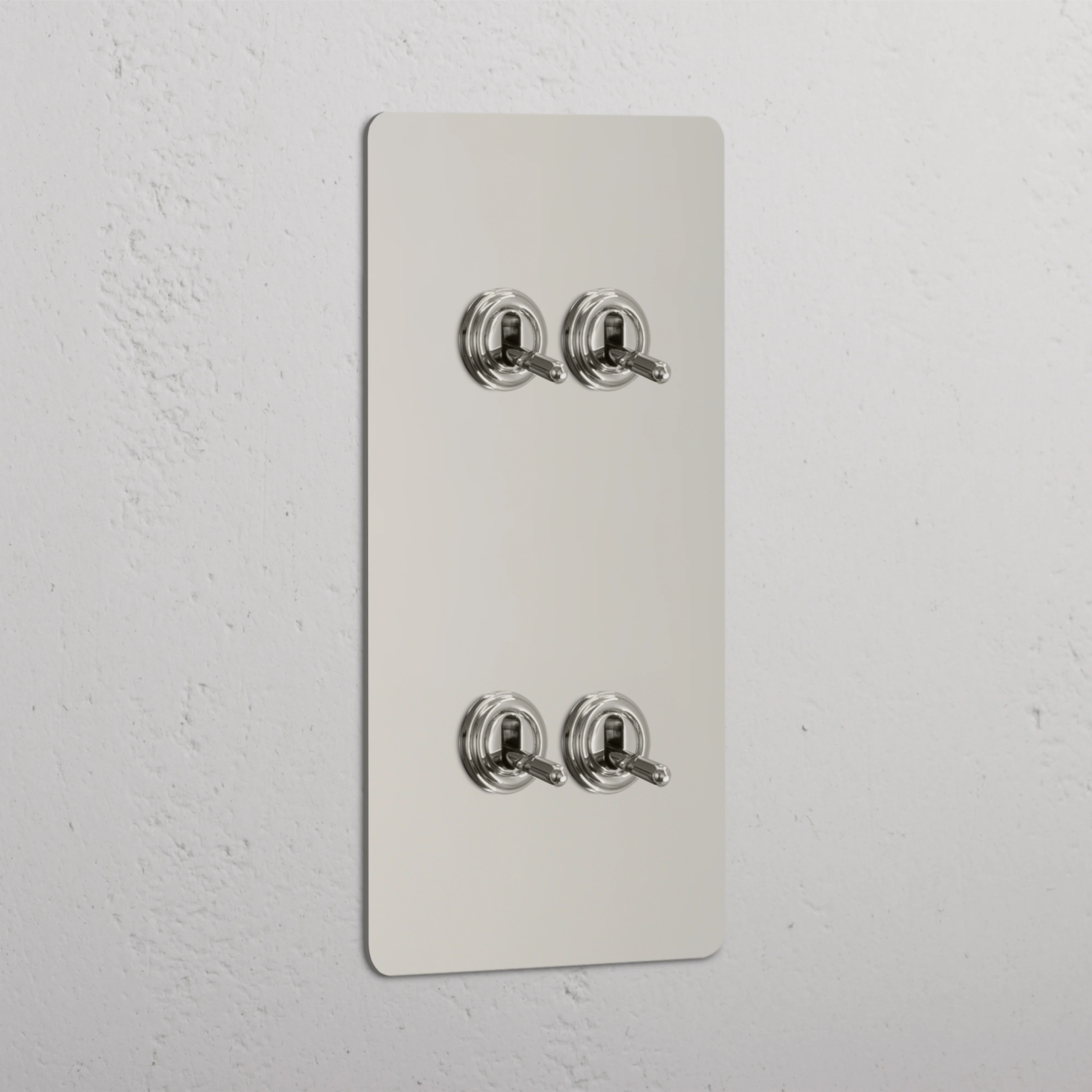Kew Double 4x Vertical Toggle Switch - Polished Nickel
