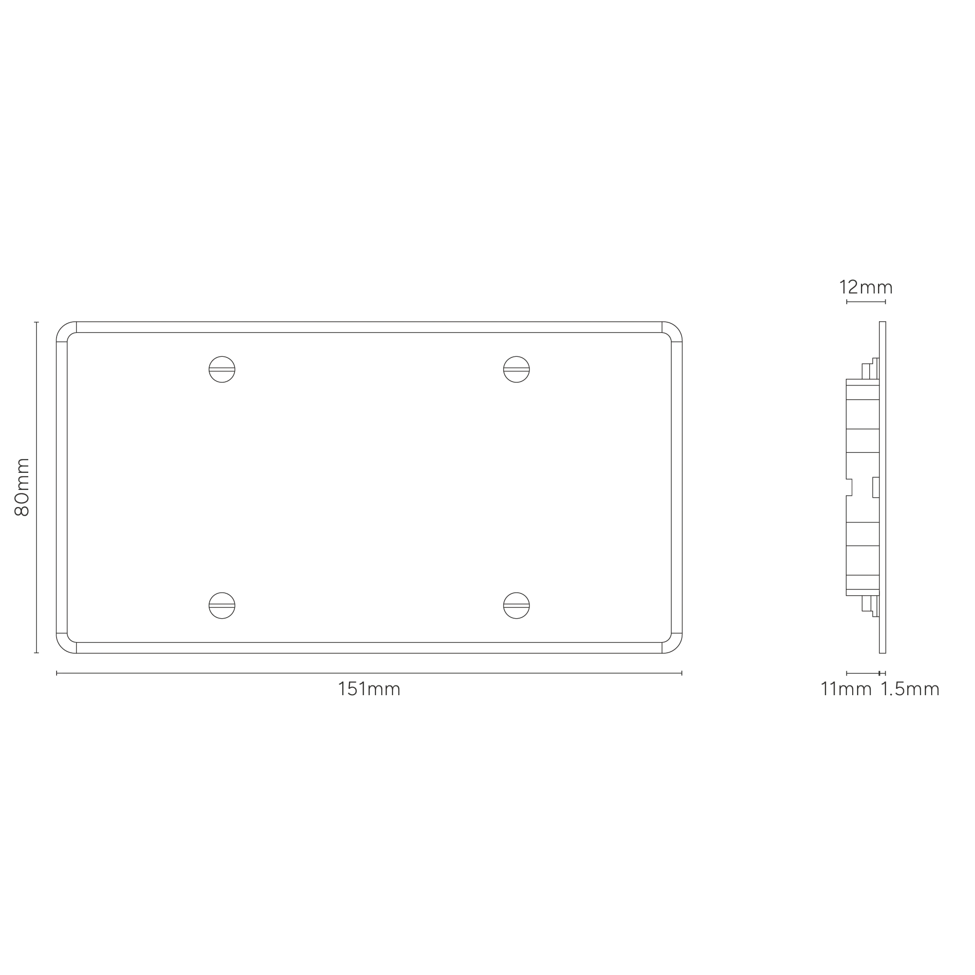 Kew Double Blank Plate - Clear | Black - Image 3