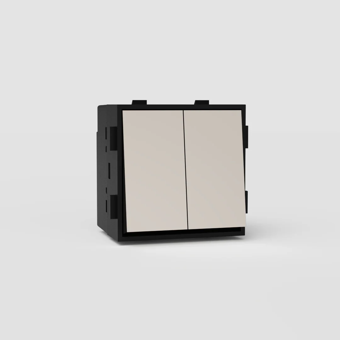 Double Retractive Rocker Switch - Polished Nickel | Black