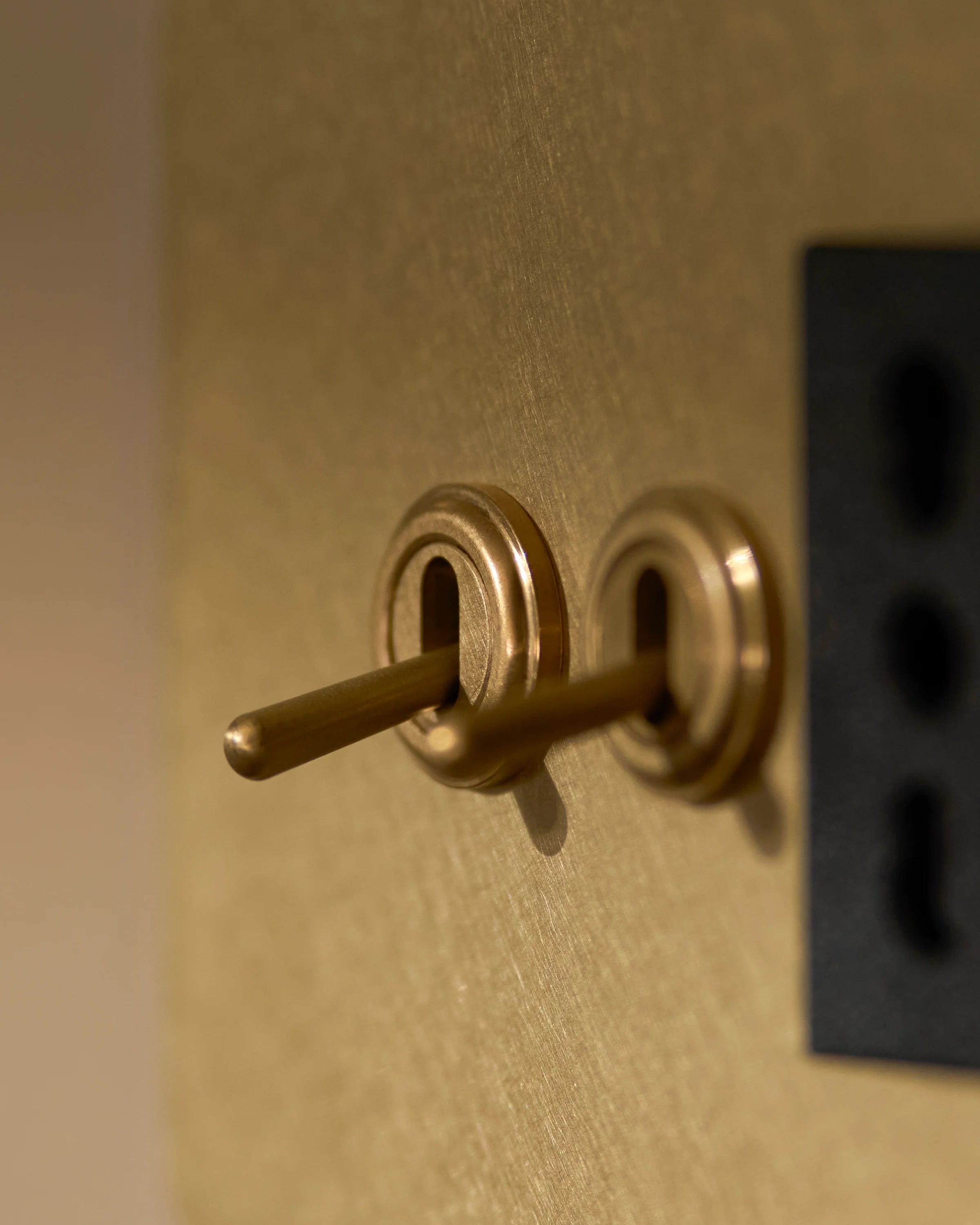 Grove 3-Module 2x Toggle Switch & Bipasso Socket - Antique Brass | Black - Image 4