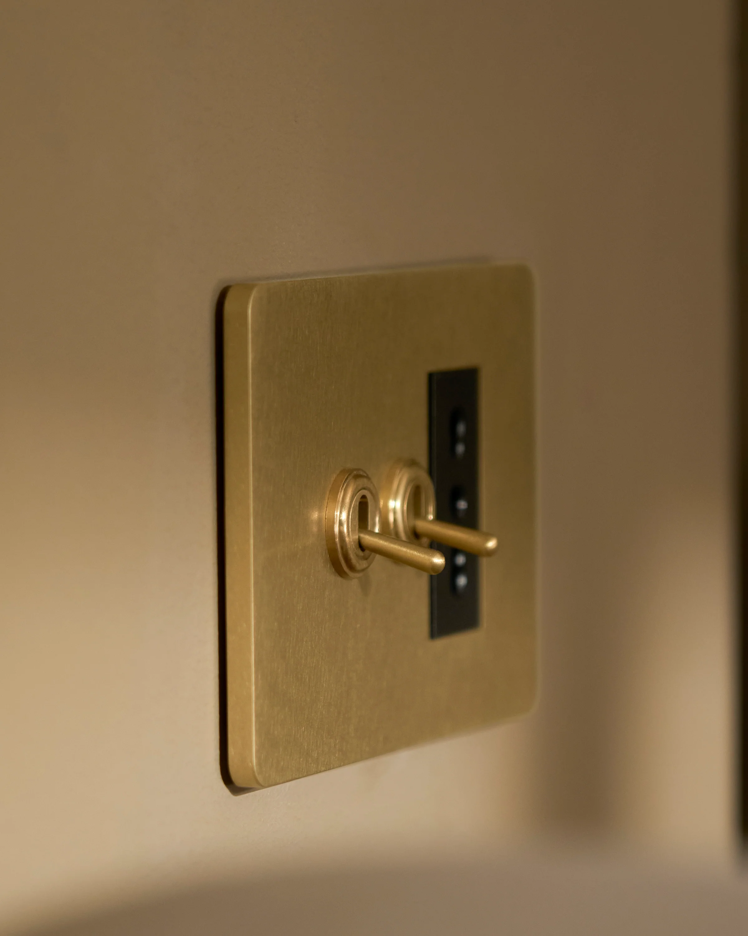 Grove 3-Module 2x Toggle Switch & Bipasso Socket - Antique Brass | Black - Image 5