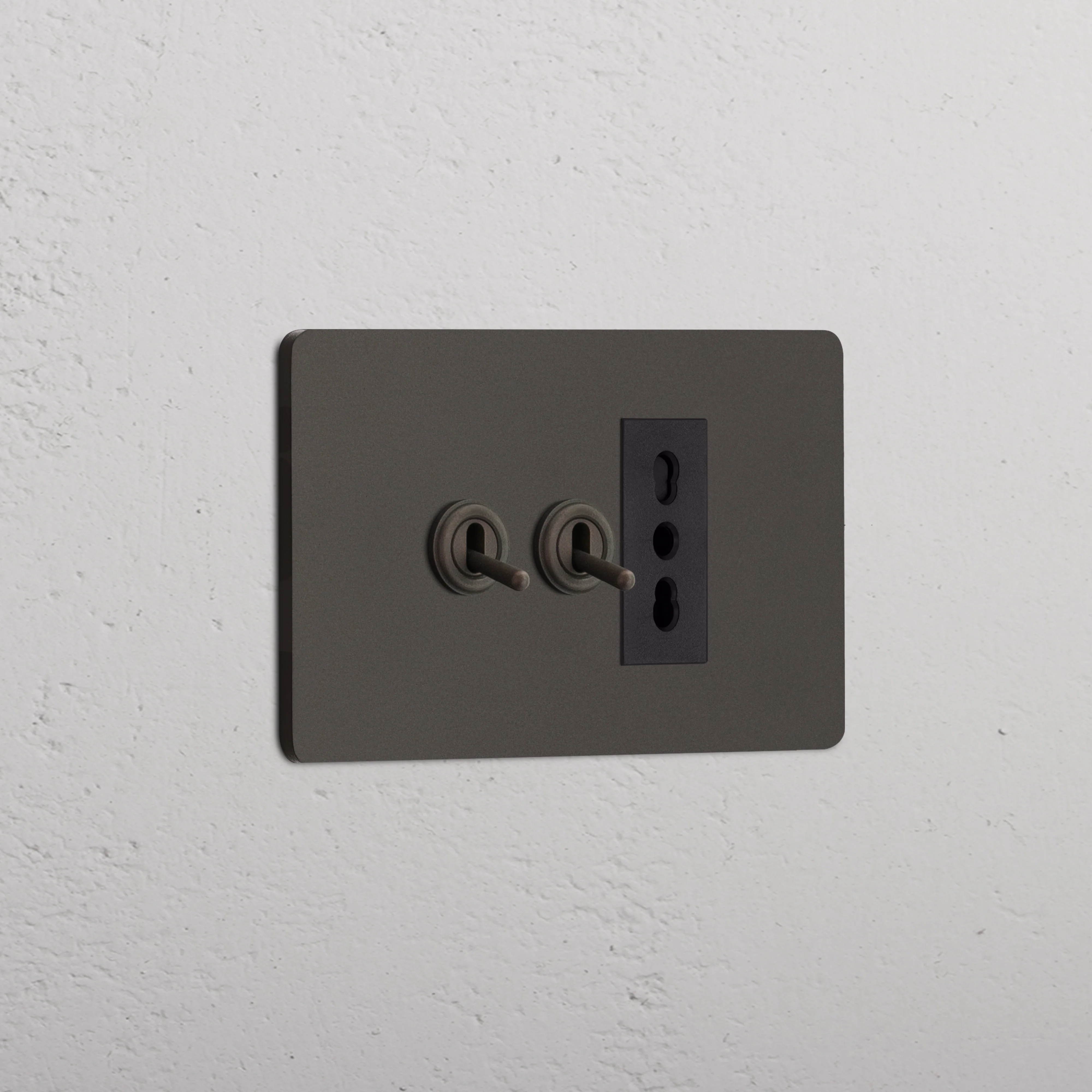 Grove 3-Module 2x Toggle Switch & Bipasso Socket - Bronze | Black