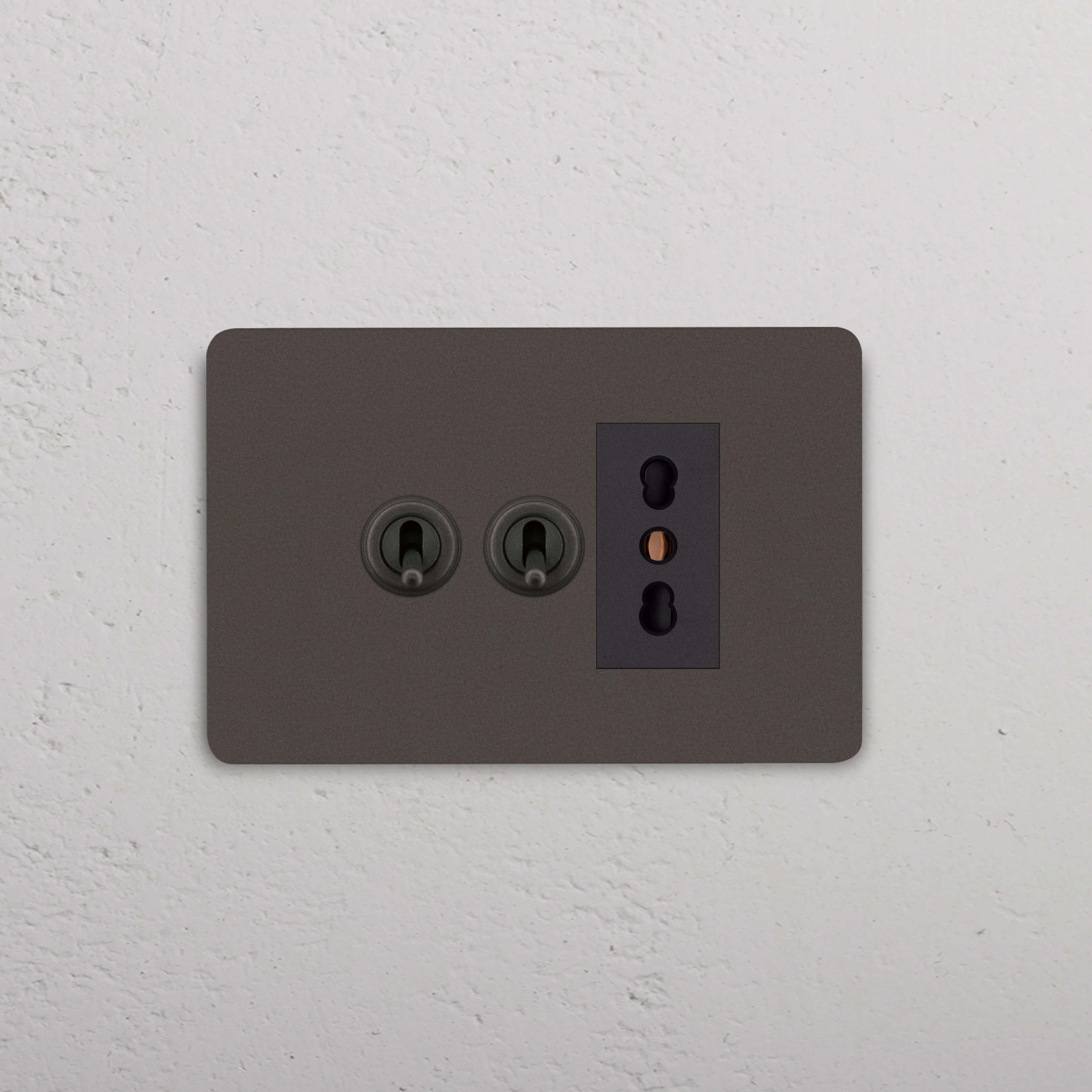 Grove 3-Module 2x Toggle Switch & Bipasso Socket - Bronze | Black - Image 2