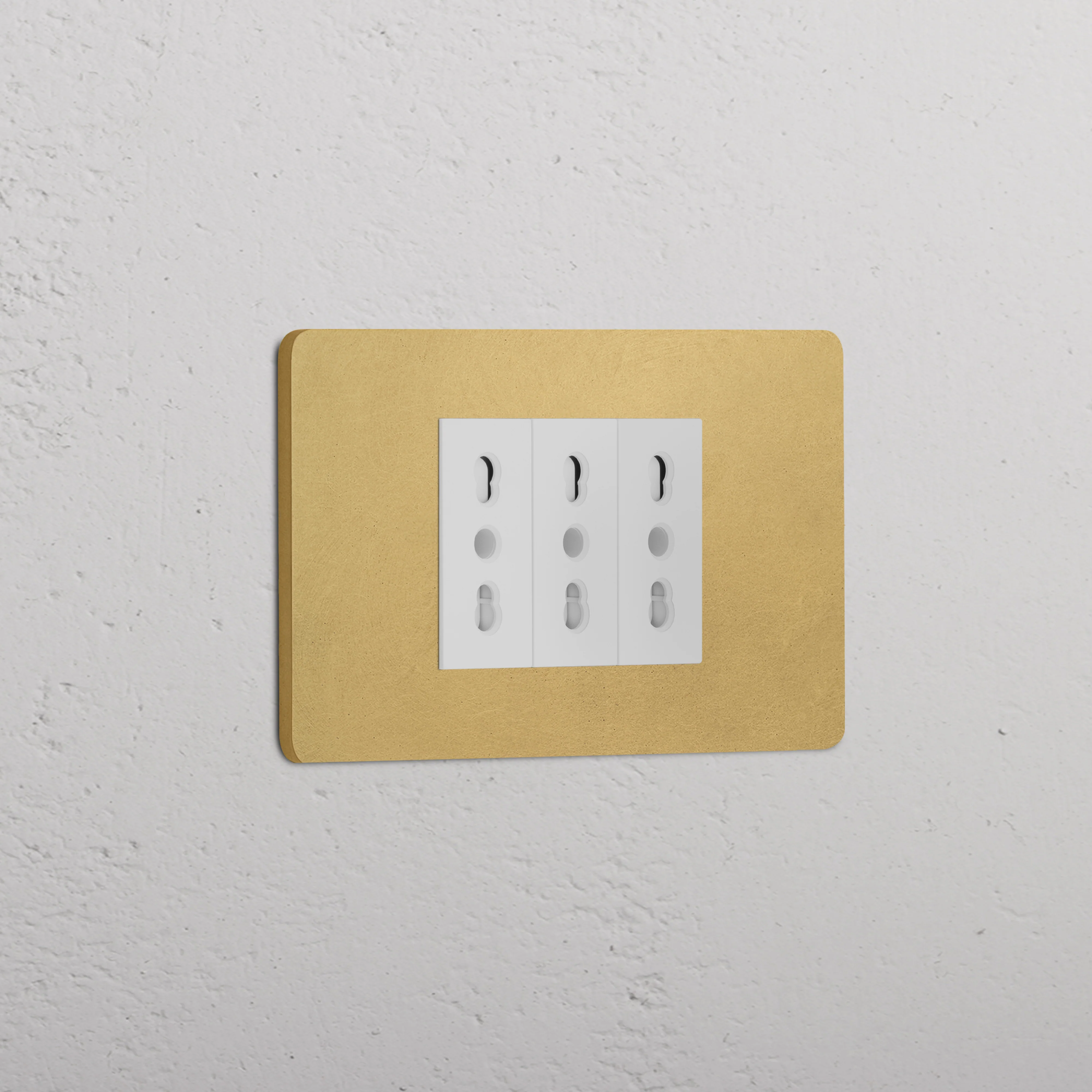 Grove 3-Module 3x Bipasso Socket - Antique Brass | White