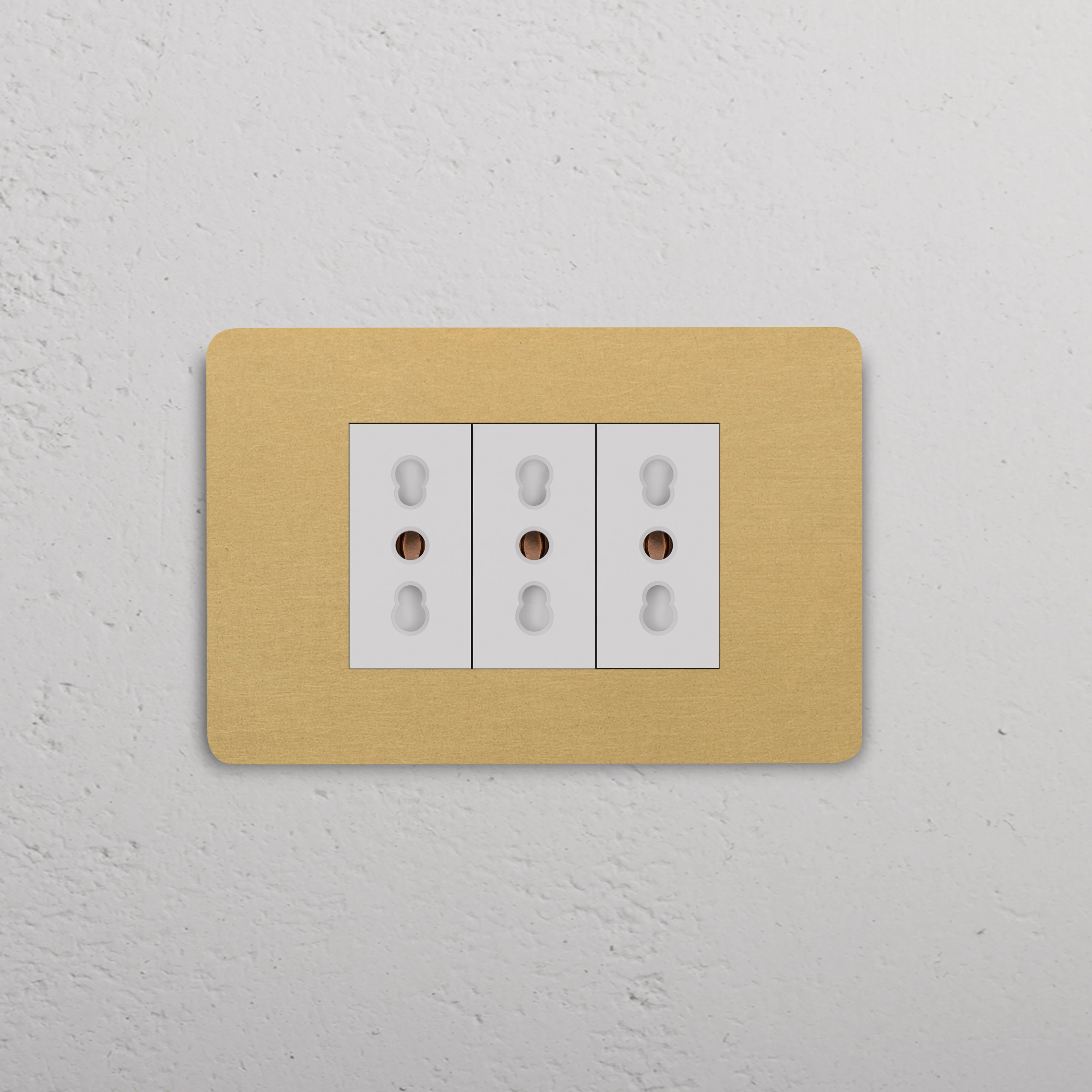 Grove 3-Module 3x Bipasso Socket - Antique Brass | White - Image 2