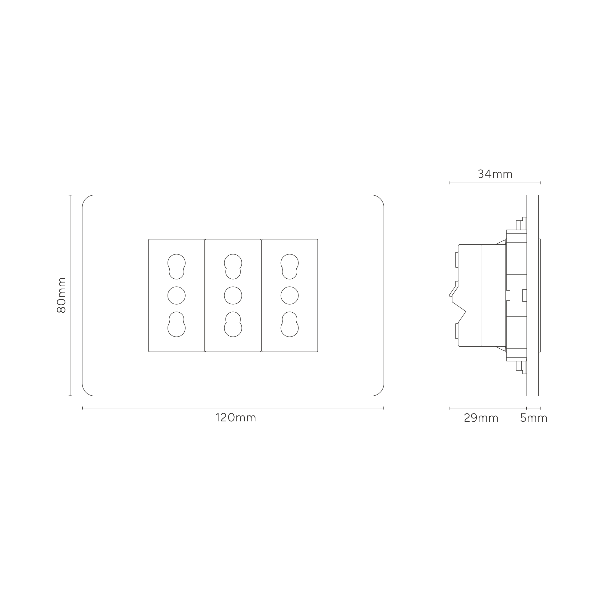 Grove 3-Module 3x Bipasso Socket - Bronze | Black - Image 6