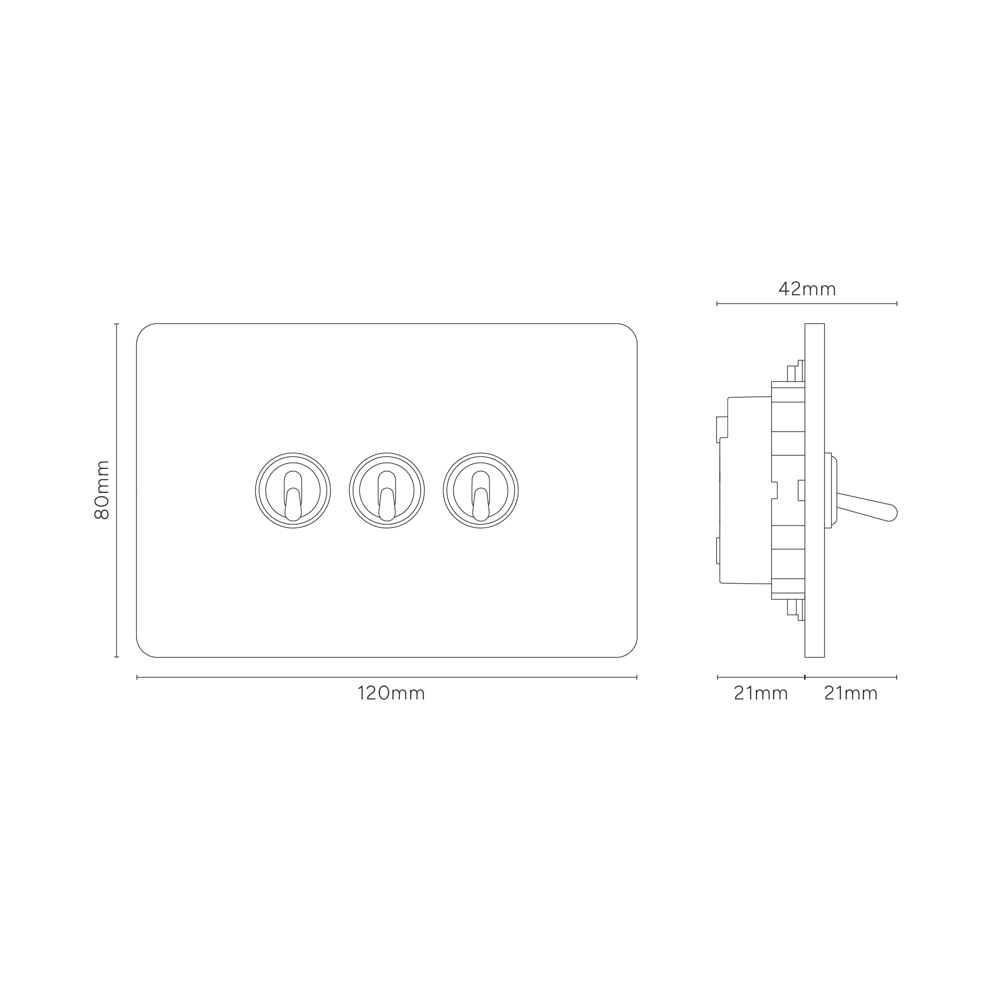 Grove 3-Module 3x Toggle Switch - Bronze - Image 3