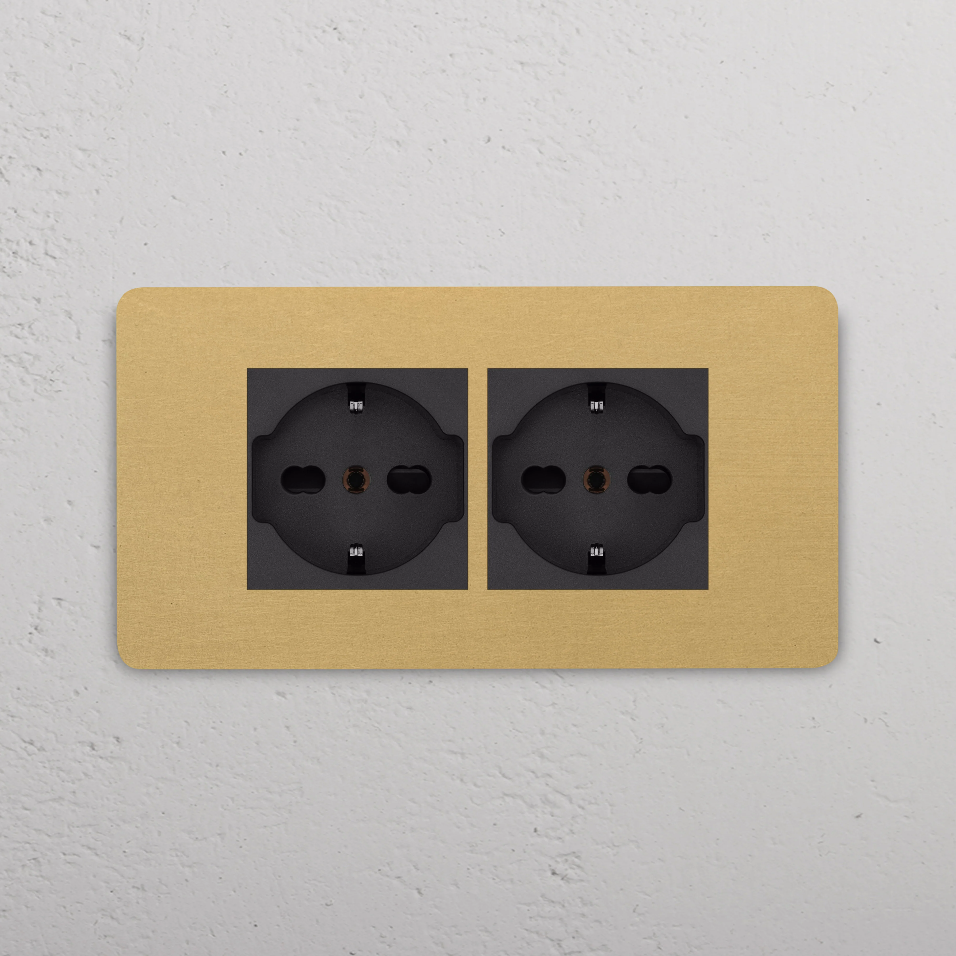 Grove 4-Module 2x Schucko/Bipasso Socket - Antique Brass | Black - Image 2