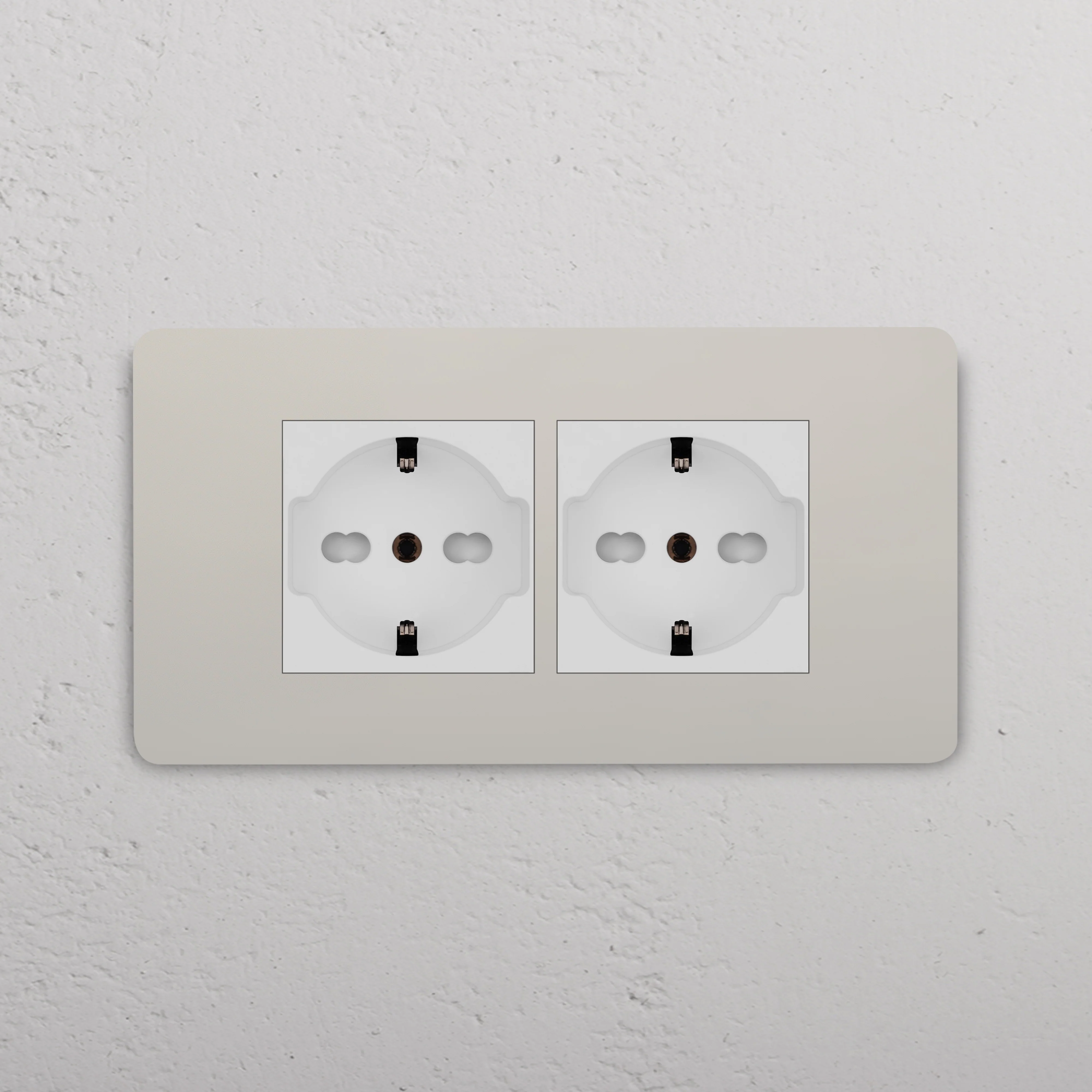 Grove 4-Module 2x Schuko/Bipasso Socket - Polished Nickel | White - Image 2
