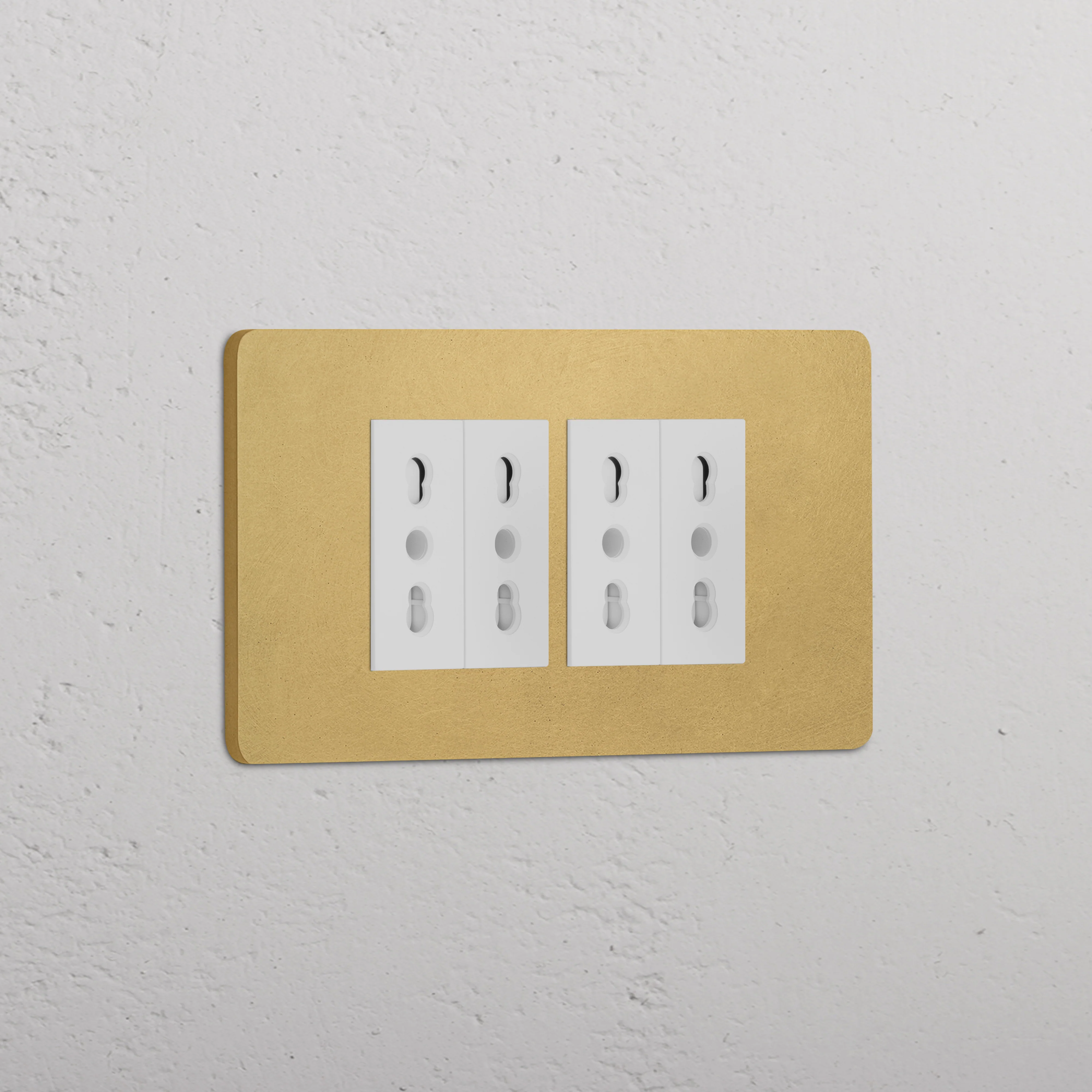 Grove 4-Module 4x Bipasso Socket - Antique Brass | White