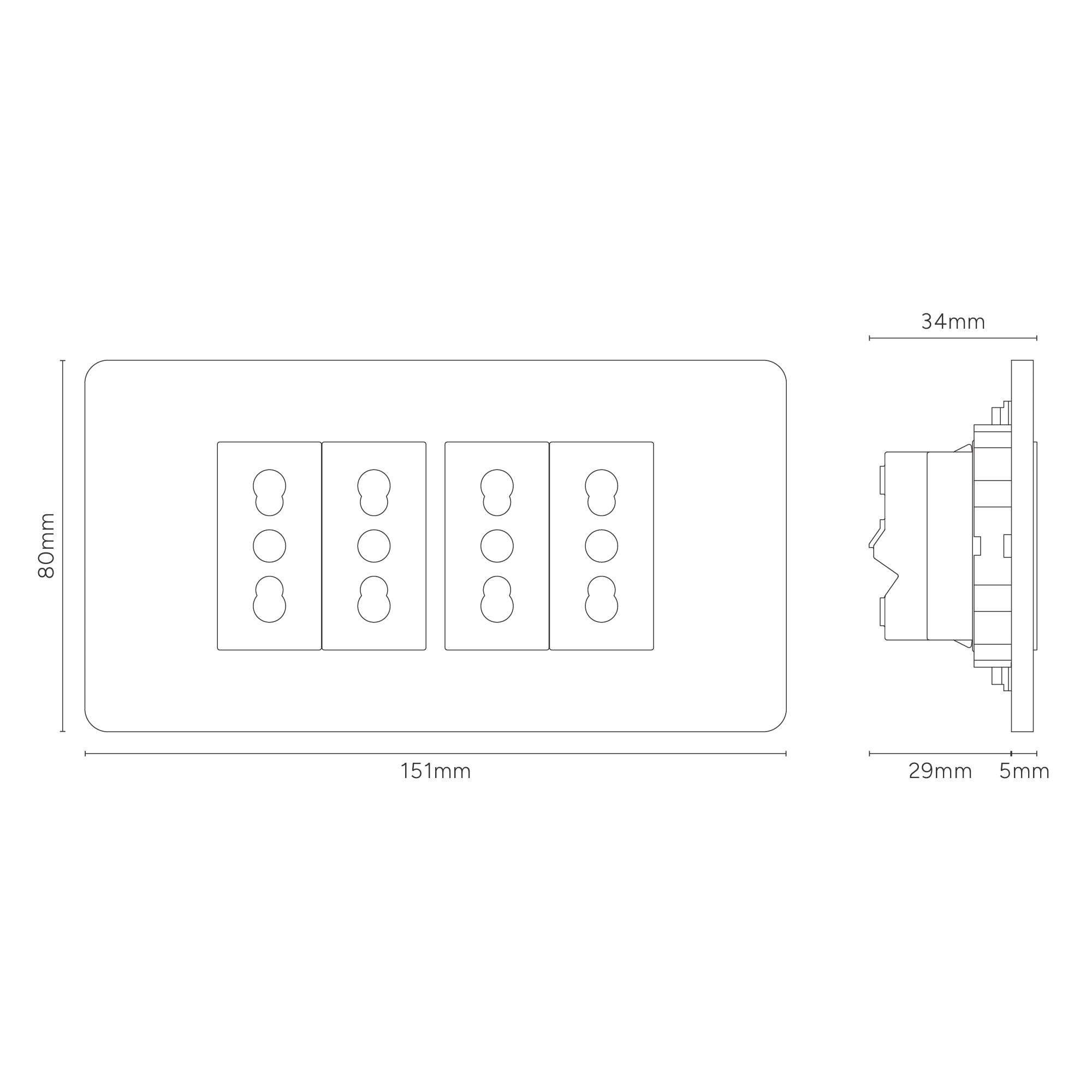 Grove 4-Module 4x Bipasso Socket - Bronze | Black - Image 3