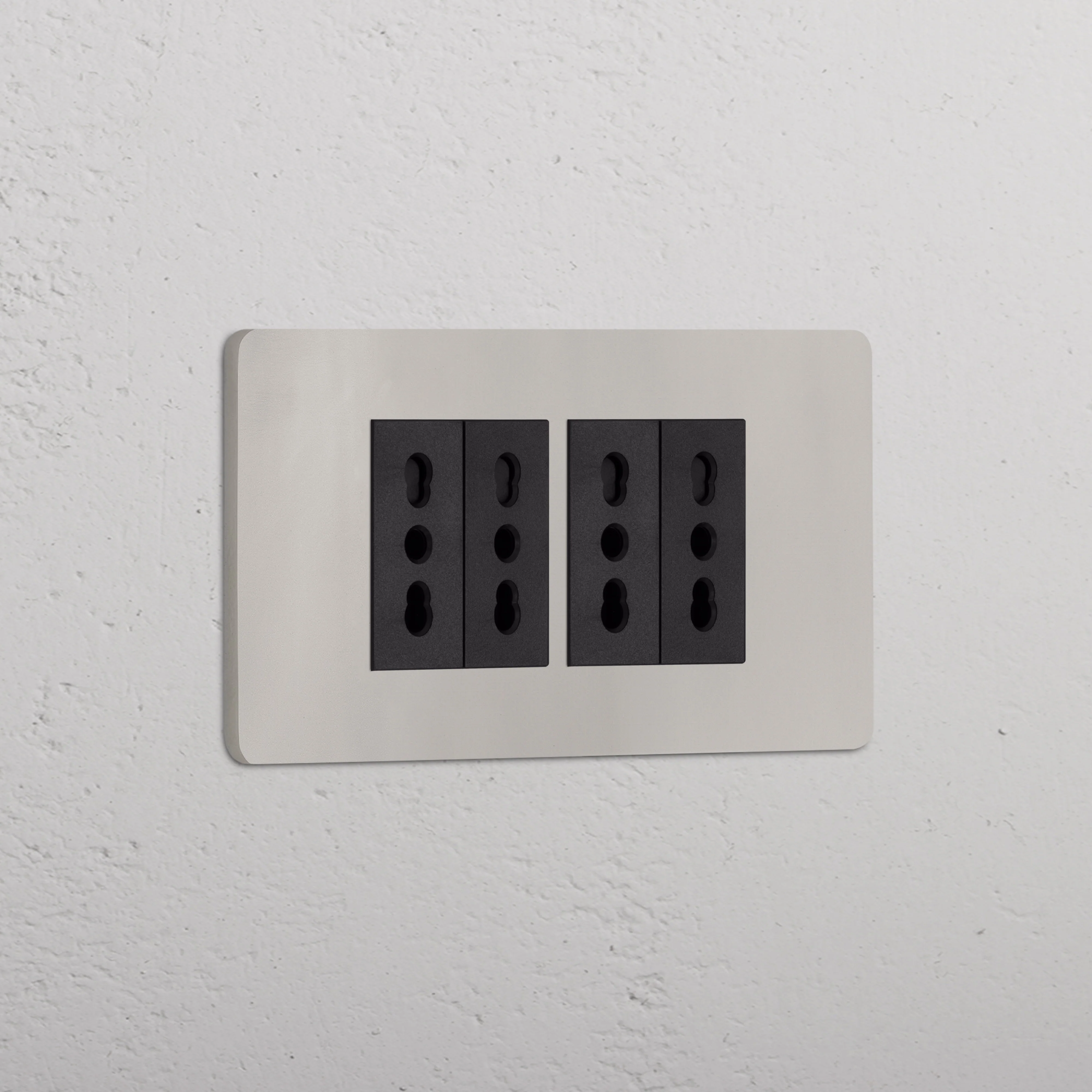Grove 4-Module 4x Bipasso Socket - Polished Nickel | Black