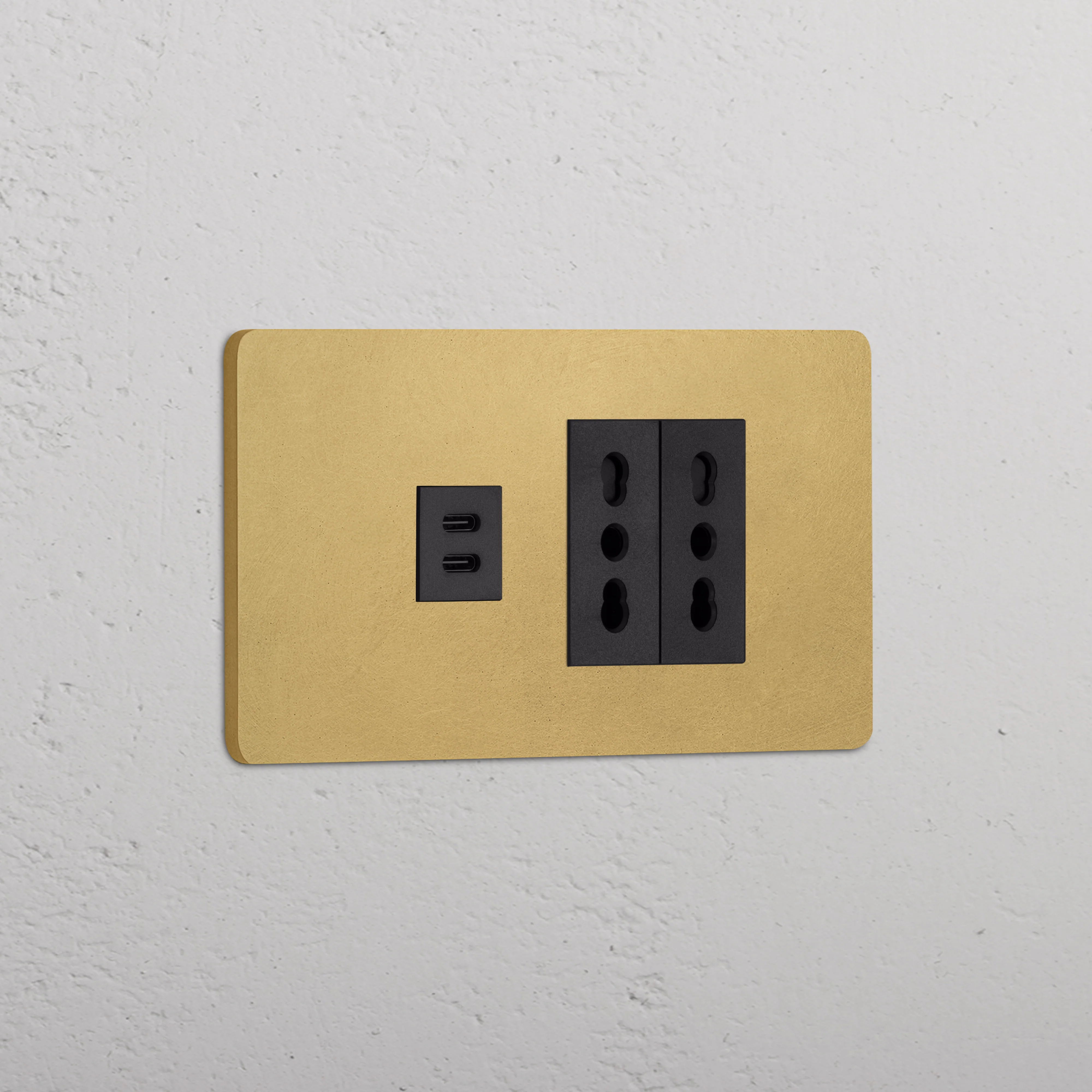 Grove 4-Module USB-C 30W & 2x Bipasso Socket - Antique Brass | Black
