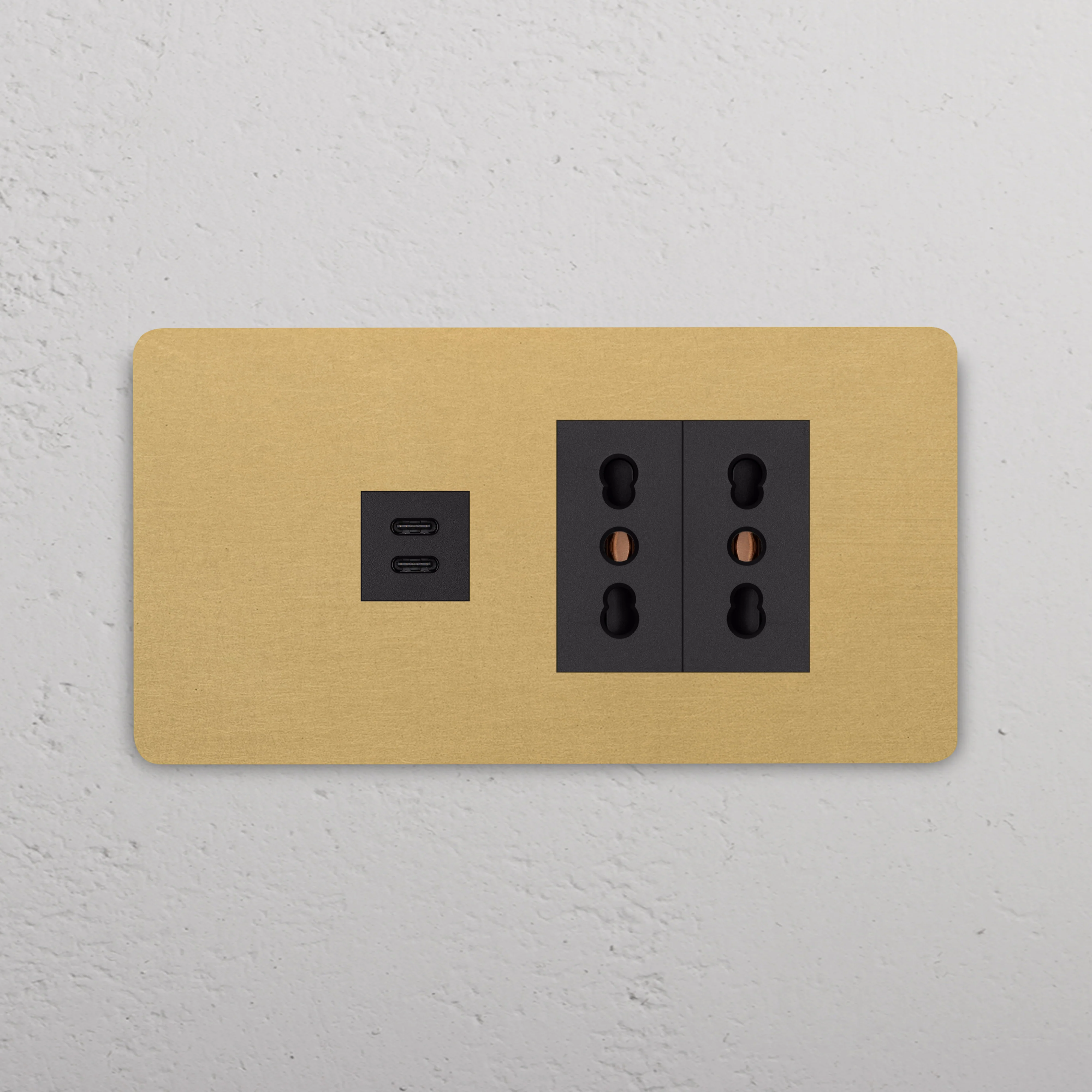Grove 4-Module USB-C 30W & 2x Bipasso Socket - Antique Brass | Black - Image 2