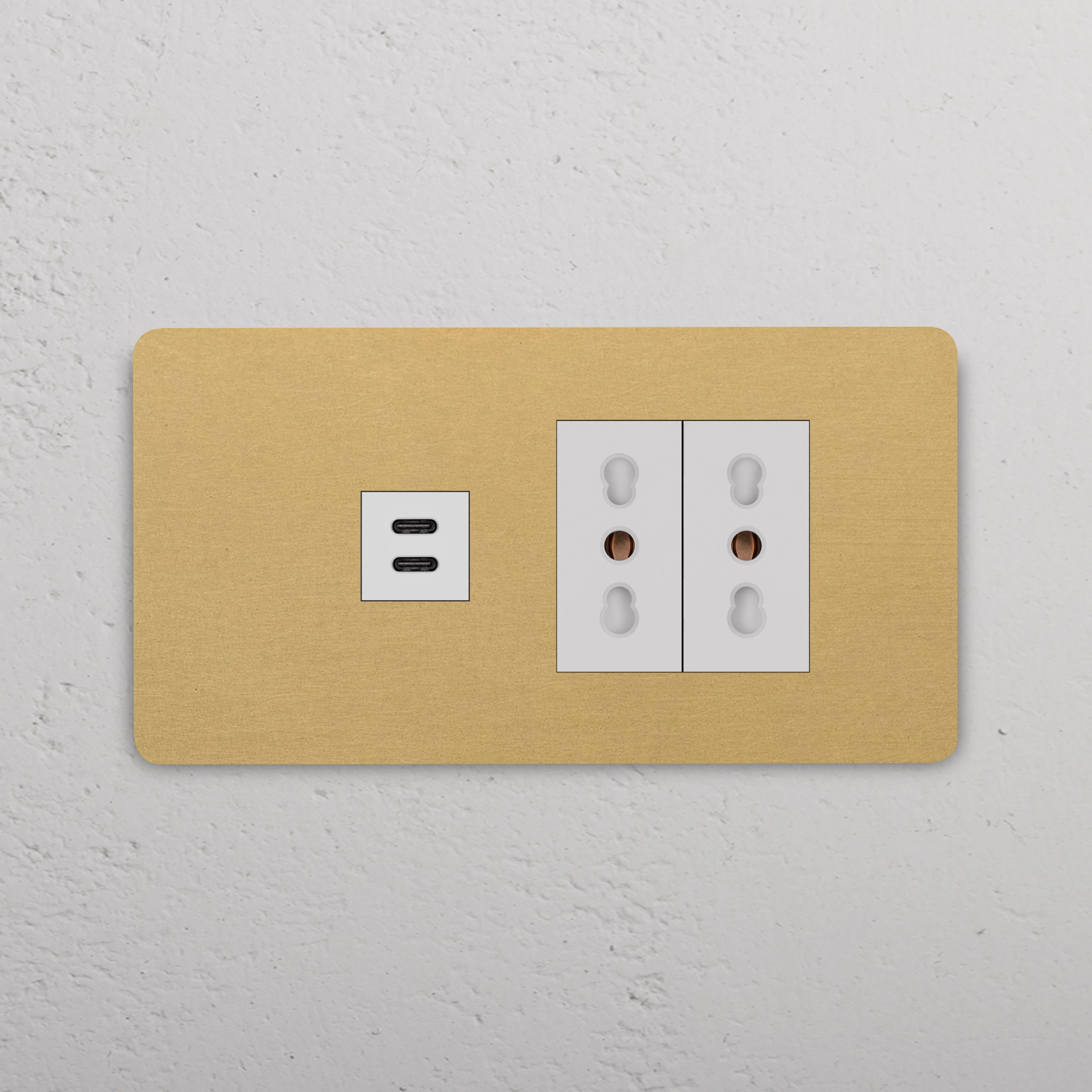 Grove 4-Module USB-C 30W & 2x Bipasso Socket - Antique Brass | White - Image 2