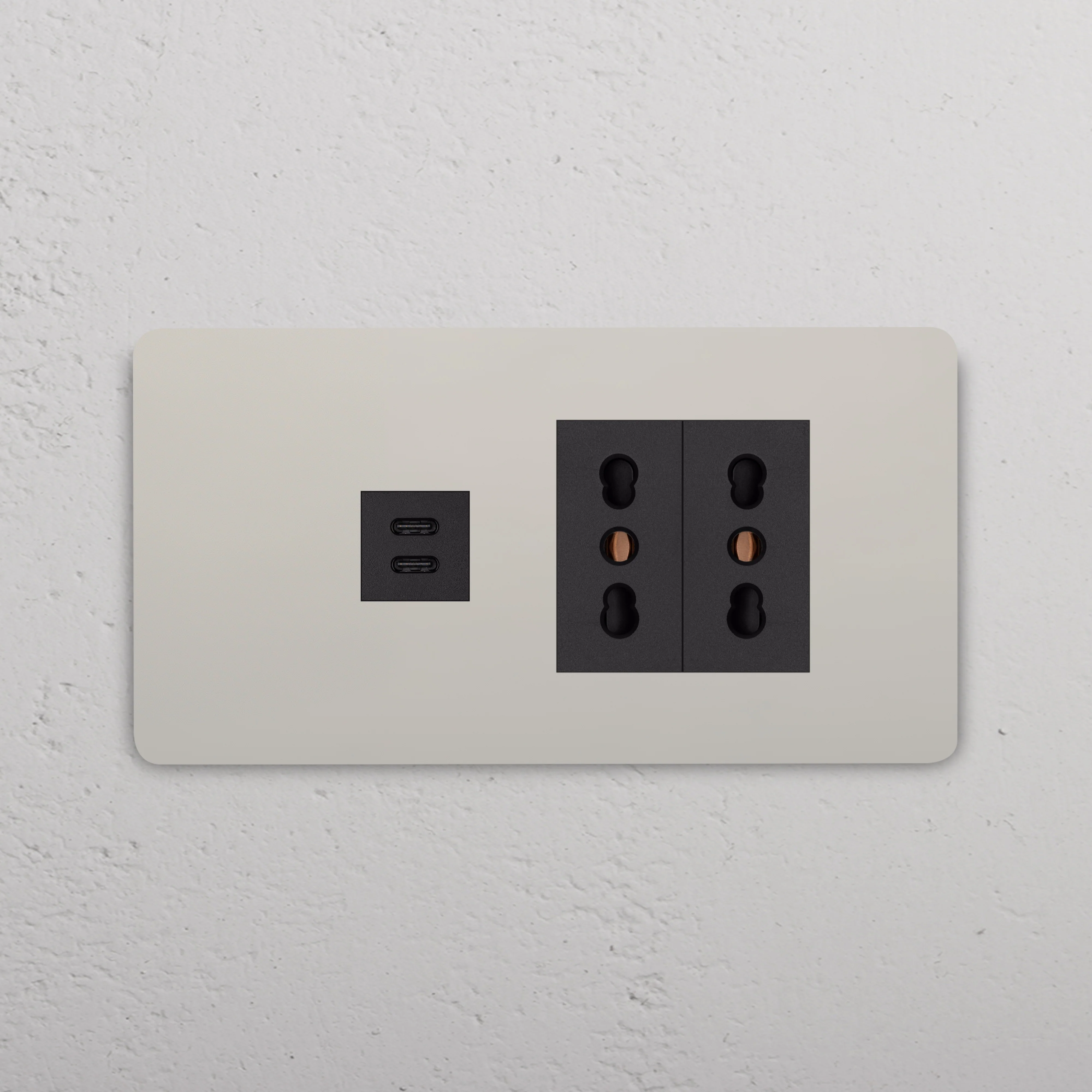 Grove 4-Module USB-C 30W & 2x Bipasso Socket - Polished Nickel | Black - Image 2
