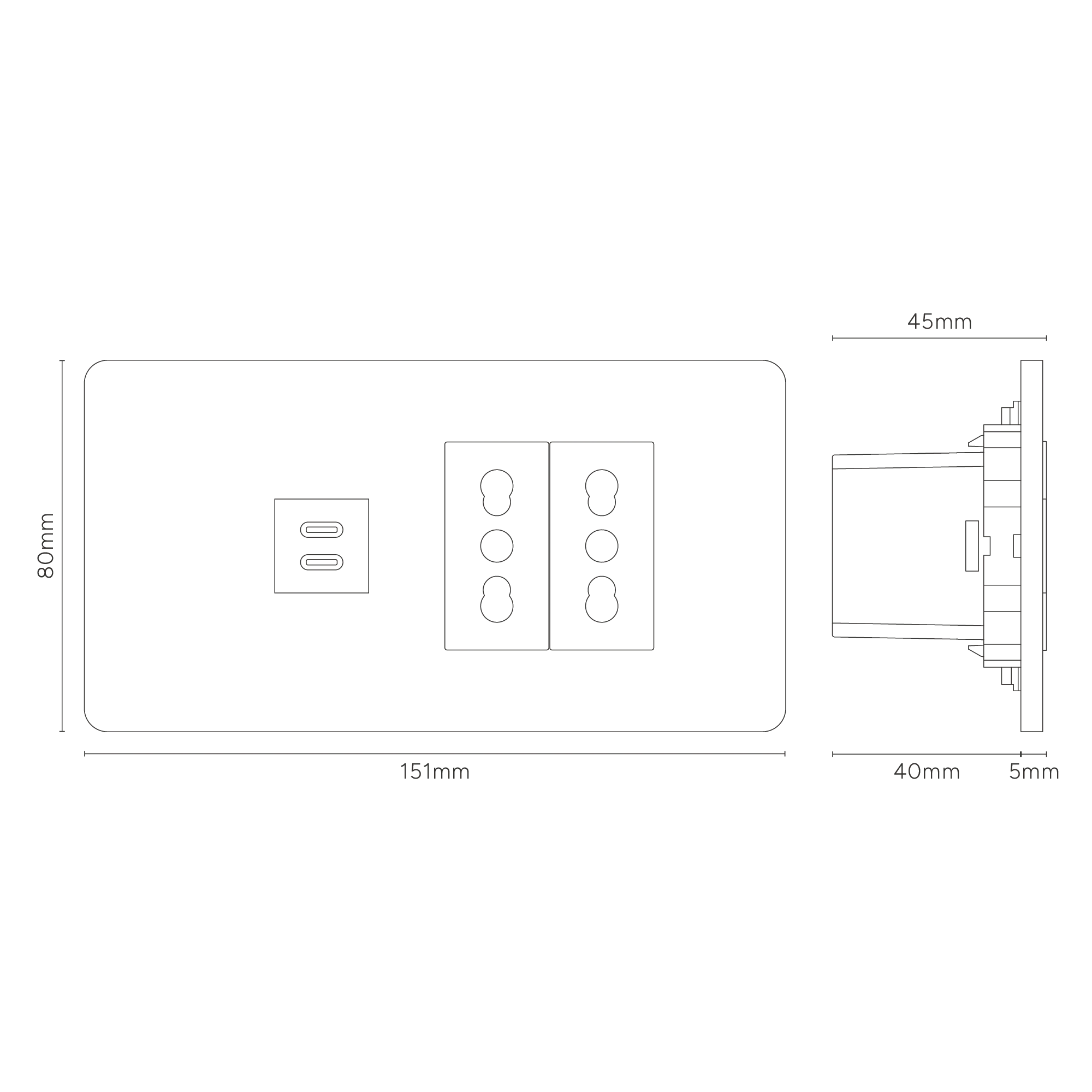 Grove 4-Module USB-C 30W & 2x Bipasso Socket - Polished Nickel | Black - Image 3